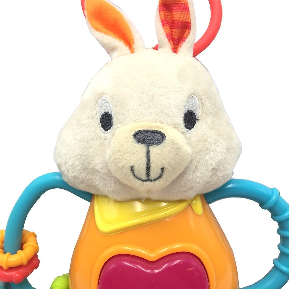 Winfun Bouncy Bunny Jungle Fun Interactive Plush with Sounds and Bouncing Action, Light-Up Music and Movement, Sound-Activated Soft Cuddly Toy for Babies 3 Months and Up