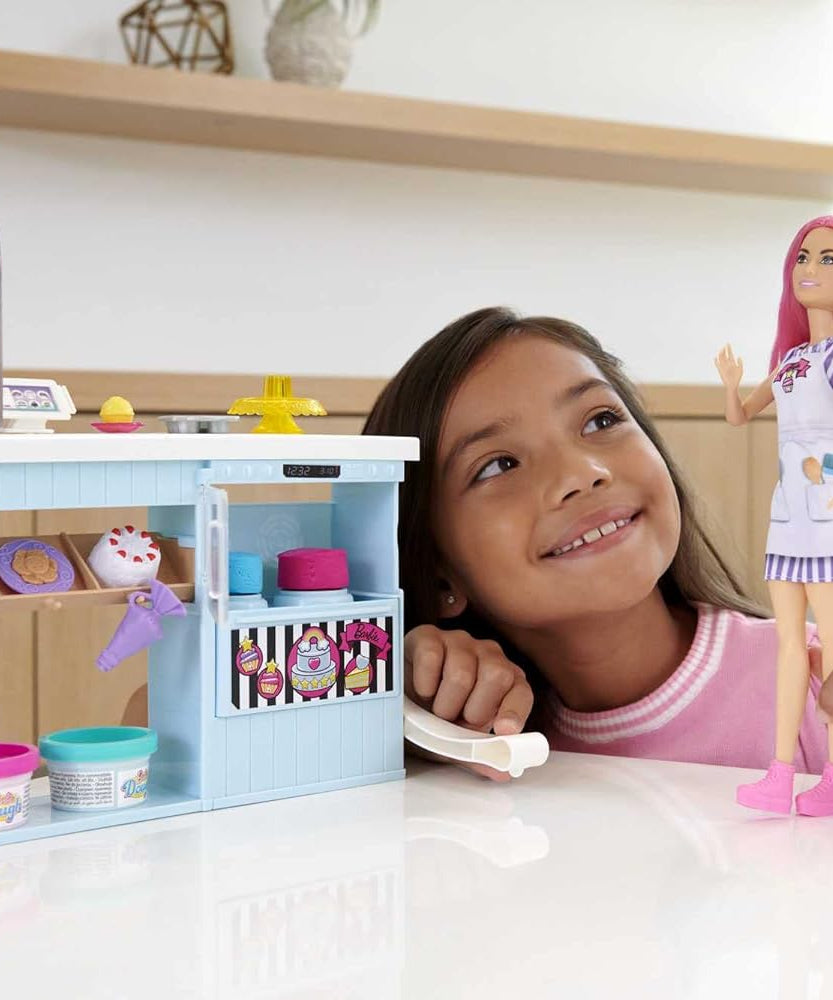 Barbie Bakery Playset With 12 In Petite Doll, Pink Hair, Bakery Station, Cake Making Feature & 20+ Realistic Play Pieces, 3 & Up