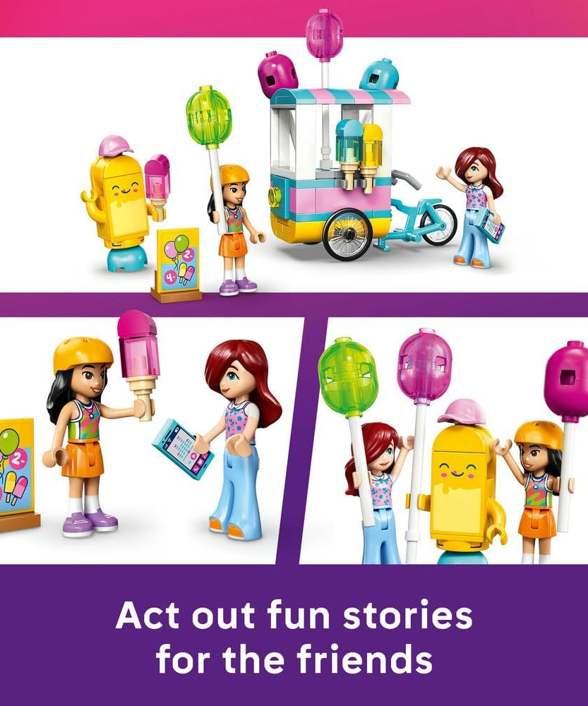 LEGO Friends Ice Cream & Balloon Stand - Toy Shop w/a Bike, 2 Mini Dolls, Play Food Accessories & Ice Pop Mascot - Birthday Gift for 6+ Year Old Girls - 42692