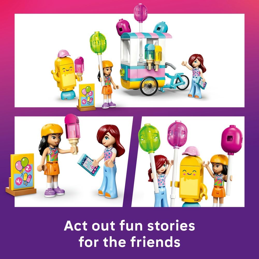 LEGO Friends Ice Cream & Balloon Stand - Toy Shop w/a Bike, 2 Mini Dolls, Play Food Accessories & Ice Pop Mascot - Birthday Gift for 6+ Year Old Girls - 42692