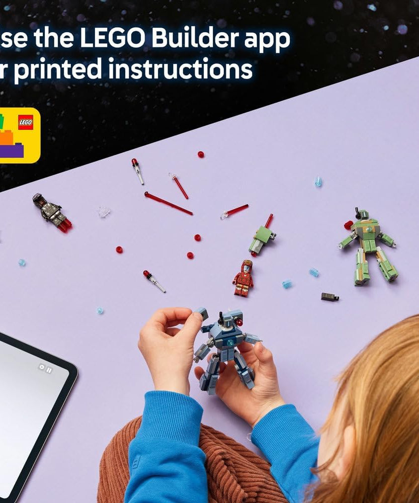 LEGO Super Heroes 76320 Iron Man & War Machine vs Hammer Drones Mech Battle Set for Kids 7+