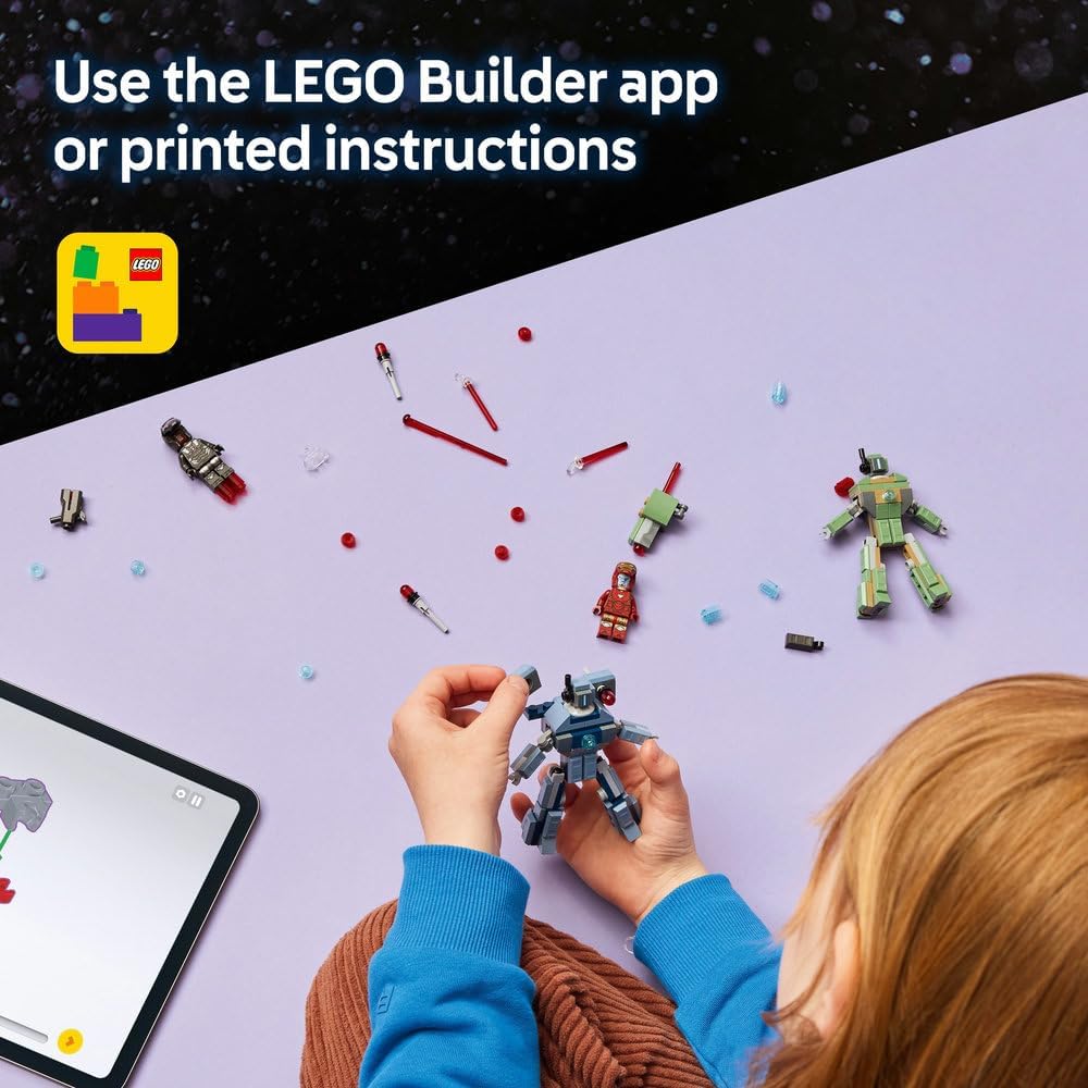 LEGO Super Heroes 76320 Iron Man & War Machine vs Hammer Drones Mech Battle Set for Kids 7+