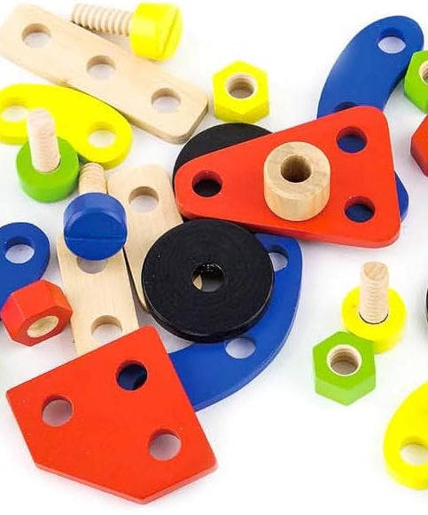 Viga Construction Block Set 68pcs, Wooden Building Blocks for Boys and Girls 3+, Creative Toy for Imaginative Play, Non-Toxic, Stacking and Construction Set