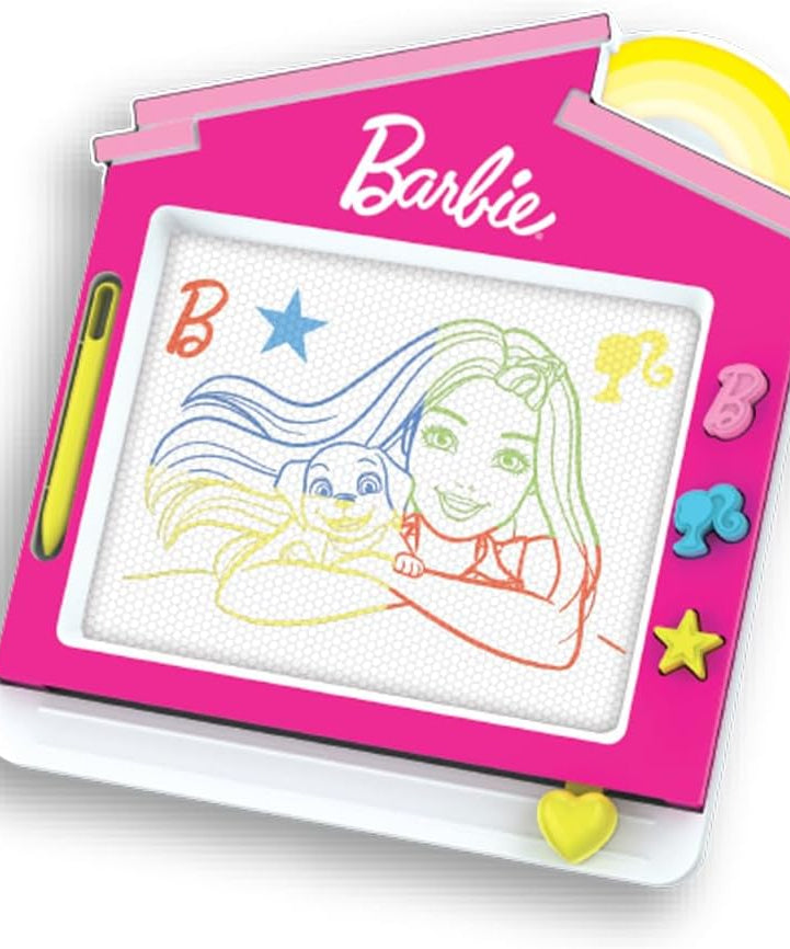 Barbie Color Magnetic Doodle Board with Erasable Drawing Surface and Rub-On Character Designs, Portable Creativity and Art Toy for Kids, 3Y+ Years