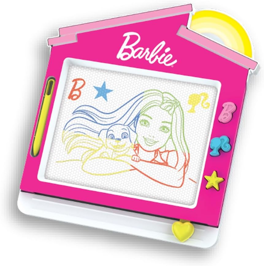 Barbie Color Magnetic Doodle Board with Erasable Drawing Surface and Rub-On Character Designs, Portable Creativity and Art Toy for Kids, 3Y+ Years