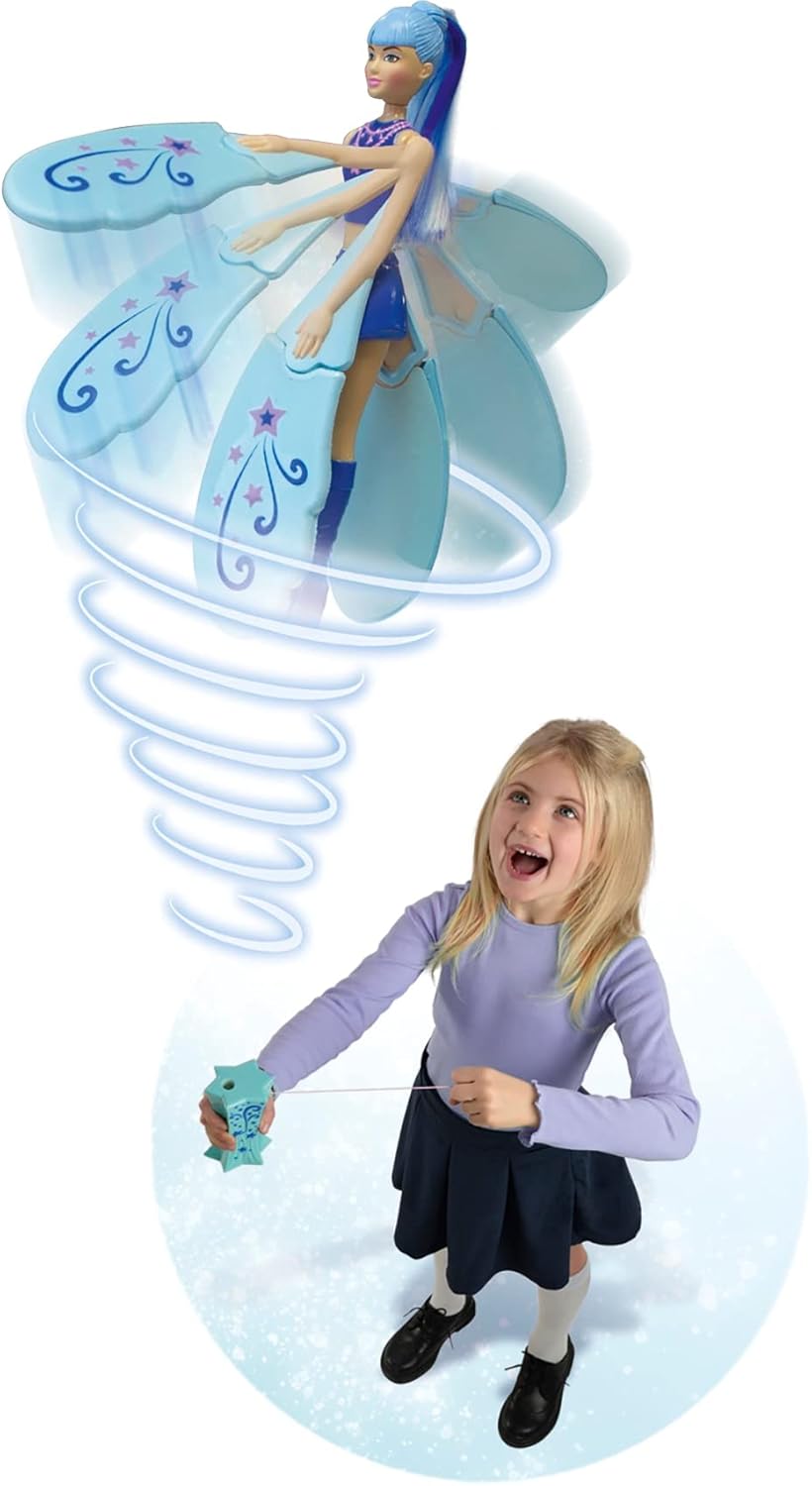 Lansay Sky Dancers Sapphire Sparkle Flying Doll with Launcher, Spinning Flying Toy for Kids Ages 6 Years and Above
