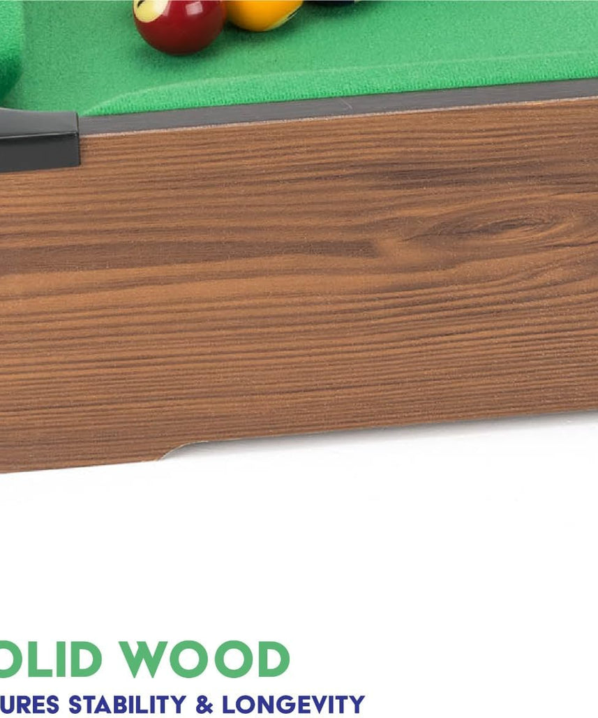 Power Play 20 Inch Pool Table, Kids Pool Game, Arcade Games for Boys and Girls 3+, Indoor and Outdoor Tabletop Game, Wooden Construction, Complete Billiard Set
