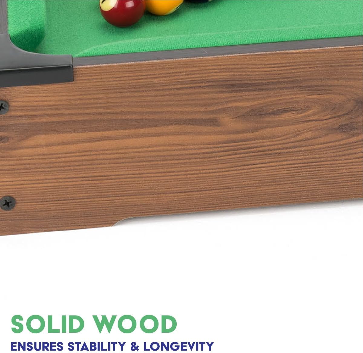 Power Play 20 Inch Pool Table, Kids Pool Game, Arcade Games for Boys and Girls 3+, Indoor and Outdoor Tabletop Game, Wooden Construction, Complete Billiard Set