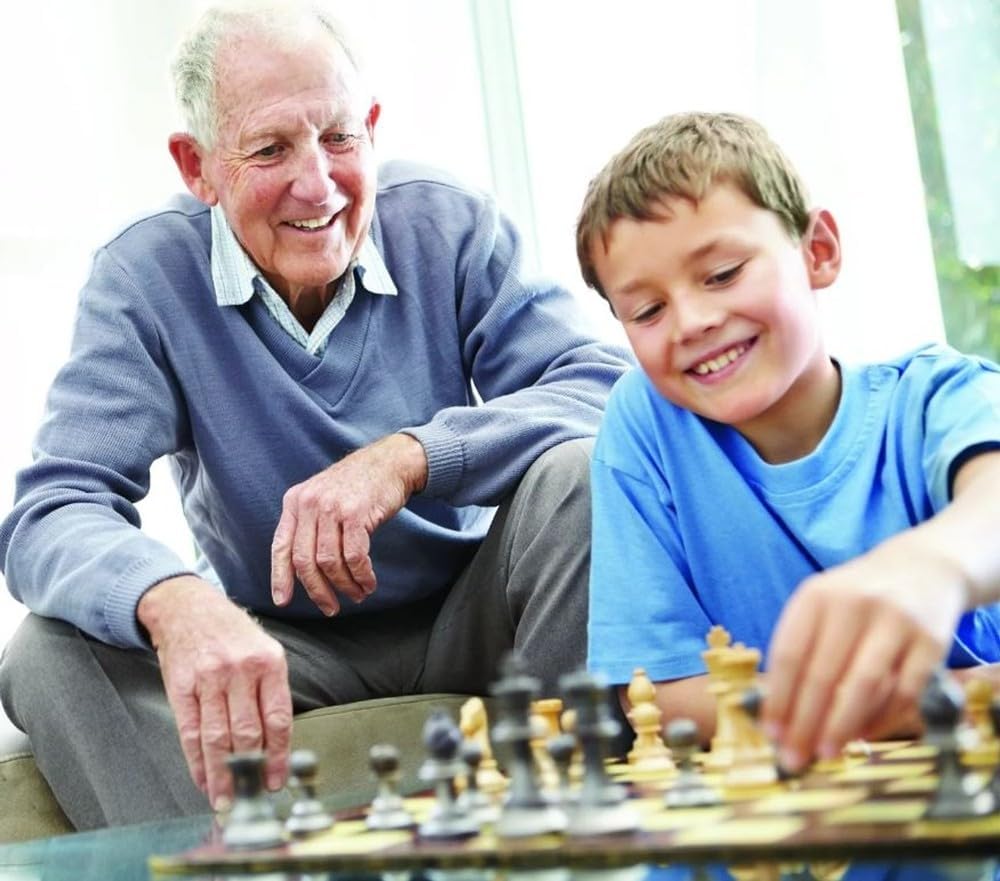 Merchant Ambassador Classic Chess Game Set, Wooden Strategy & Educational Board Game, White/Black, 6+ Years