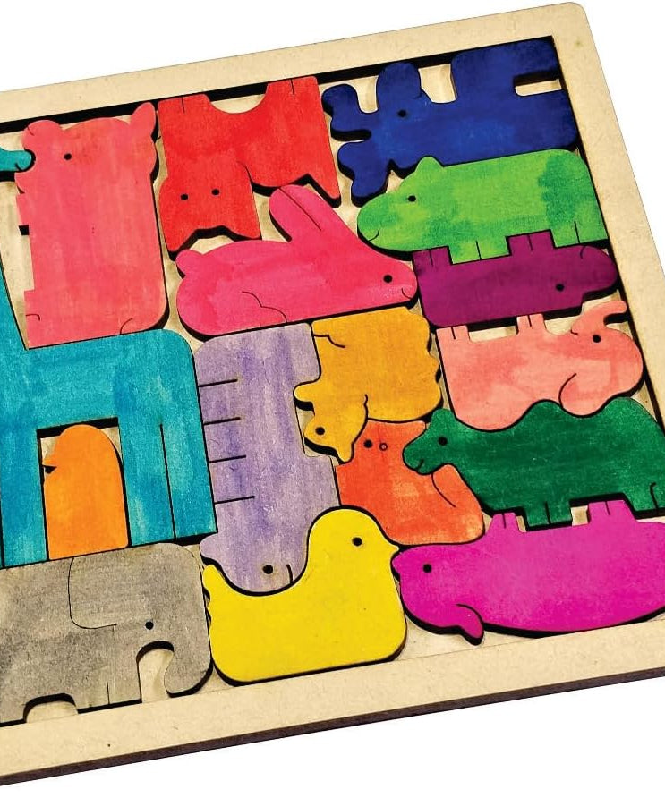 Color Your Own Animal Puzzle 16 Pieces with Sketch Color Kit Creative DIY Puzzle for Kids Ages 4+