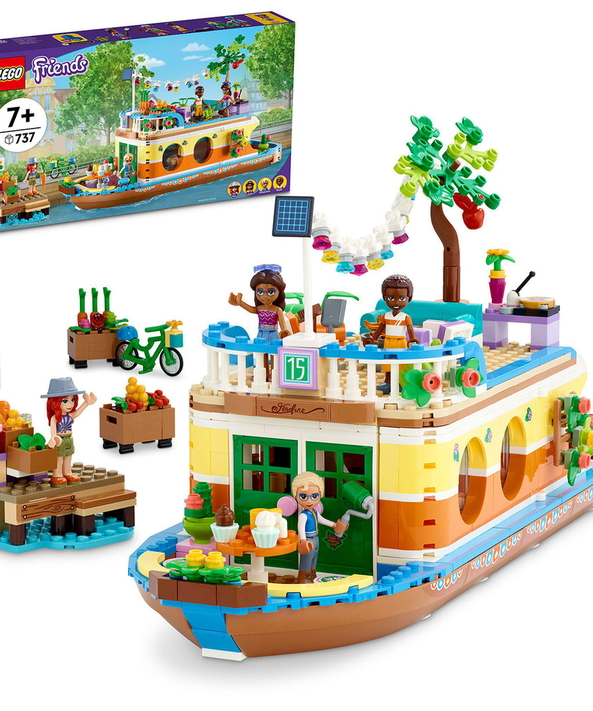 مجموعة بناء منزل القارب القناة 41702 من ليجو فريندز، 737 قطعة مع 4 دمى صغيرة، بما في ذلك ميا ولعبة حيوان واحدة، هدية عيد ميلاد للأطفال من سن 7 سنوات فما فوق
