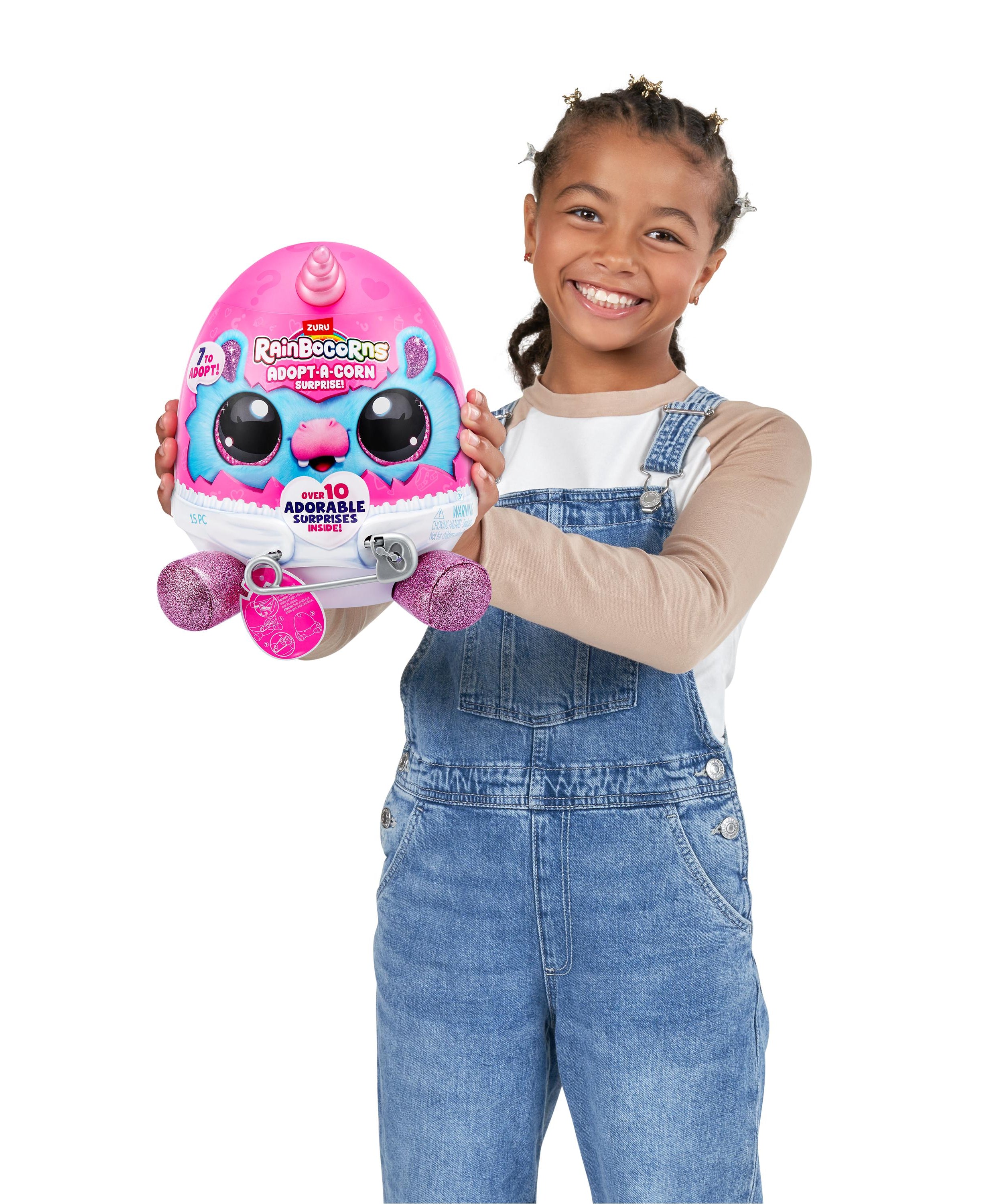 Rainbocorns Adopt-A-Corns Baby Plush Assorted Newborn Surprise Toy with 15+ Surprises, Diaper Egg, Pacifier & Adoption Certificate, Collect All 7 Cute Characters, Gift for Girls Ages 3+