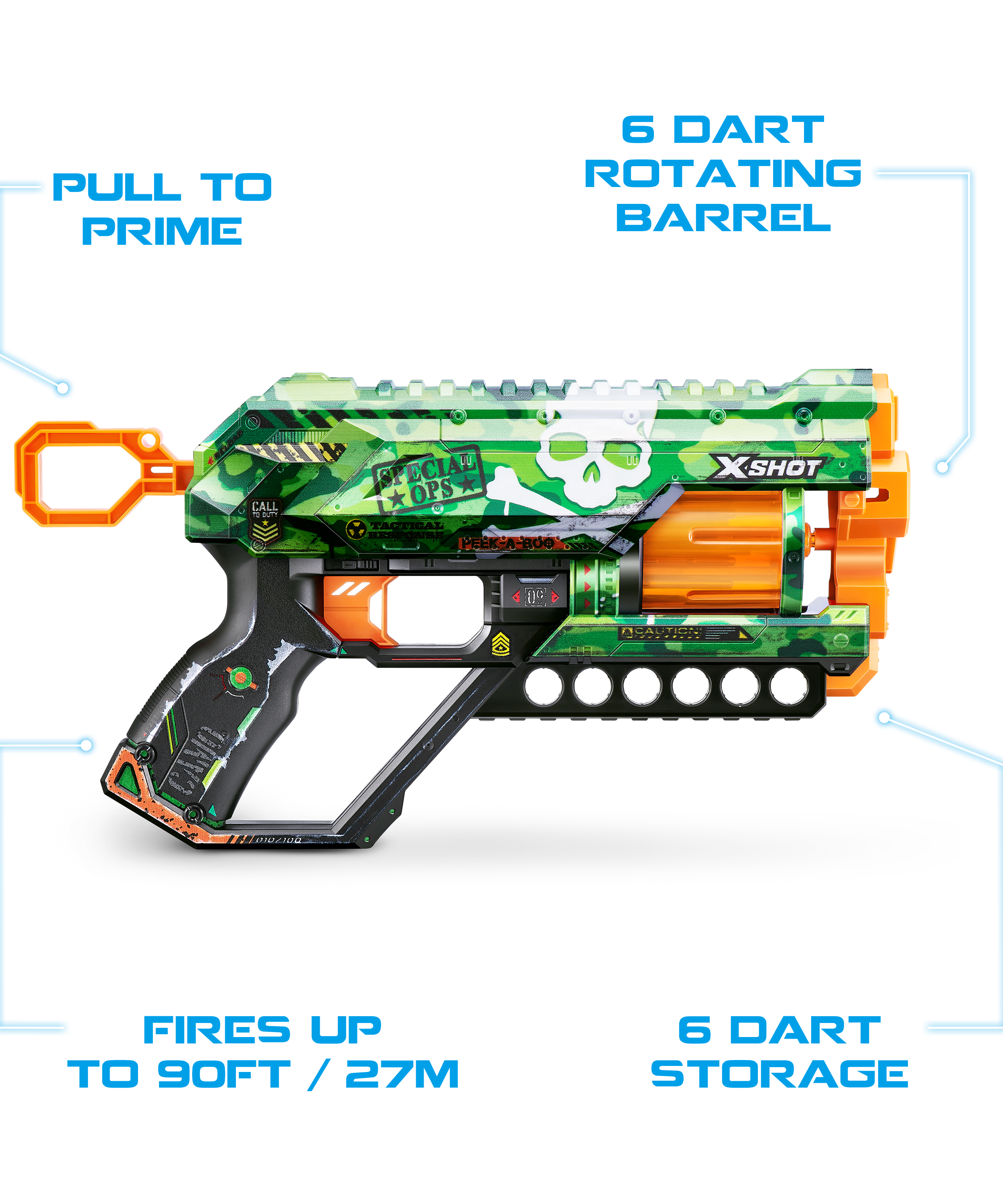 XSHOT Skins Dread Sonic Edition, Dual Barrel Foam Dart Blaster with Air Pocket Technology, 12-Dart Capacity & 27m Range, Toy Gun for Kids, Teens & Adults, Ages 8+