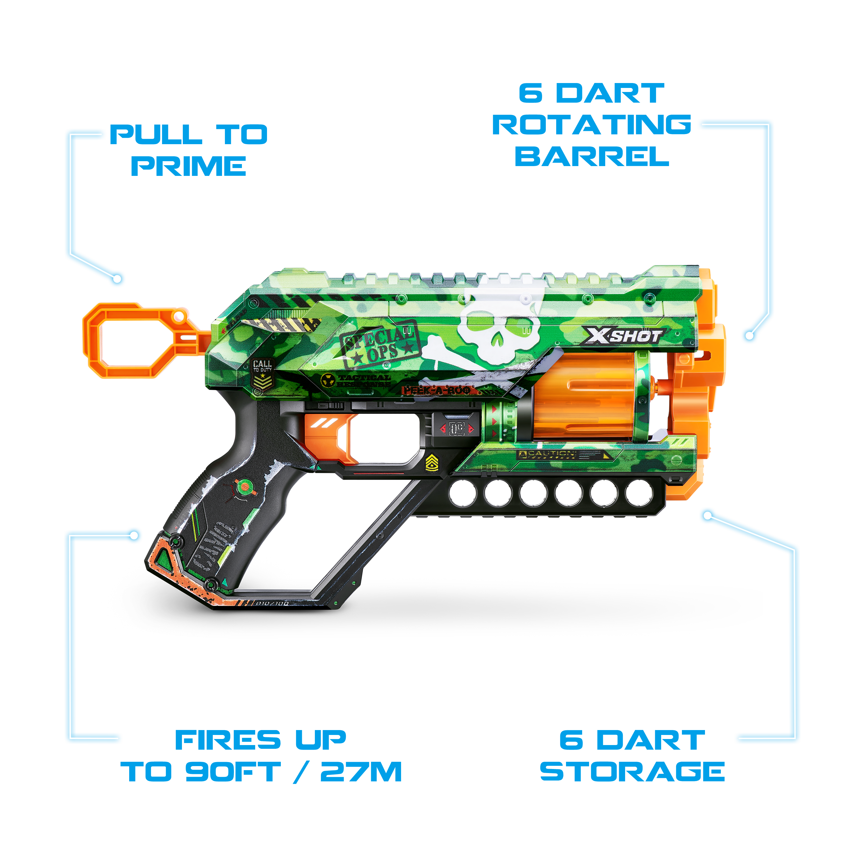 XSHOT Skins Dread Sonic Edition, Dual Barrel Foam Dart Blaster with Air Pocket Technology, 12-Dart Capacity & 27m Range, Toy Gun for Kids, Teens & Adults, Ages 8+