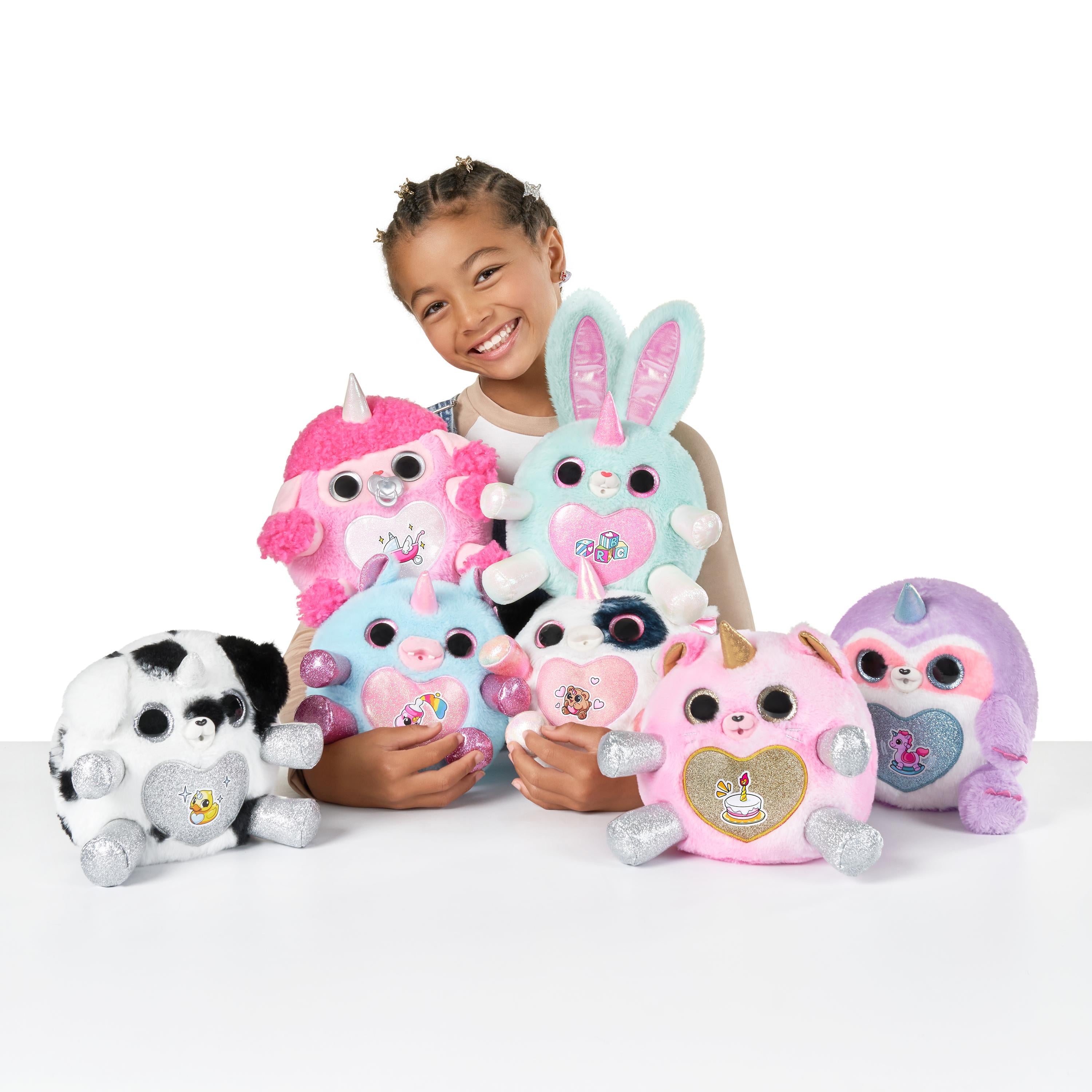 Rainbocorns Adopt-A-Corns Baby Plush Assorted Newborn Surprise Toy with 15+ Surprises, Diaper Egg, Pacifier & Adoption Certificate, Collect All 7 Cute Characters, Gift for Girls Ages 3+