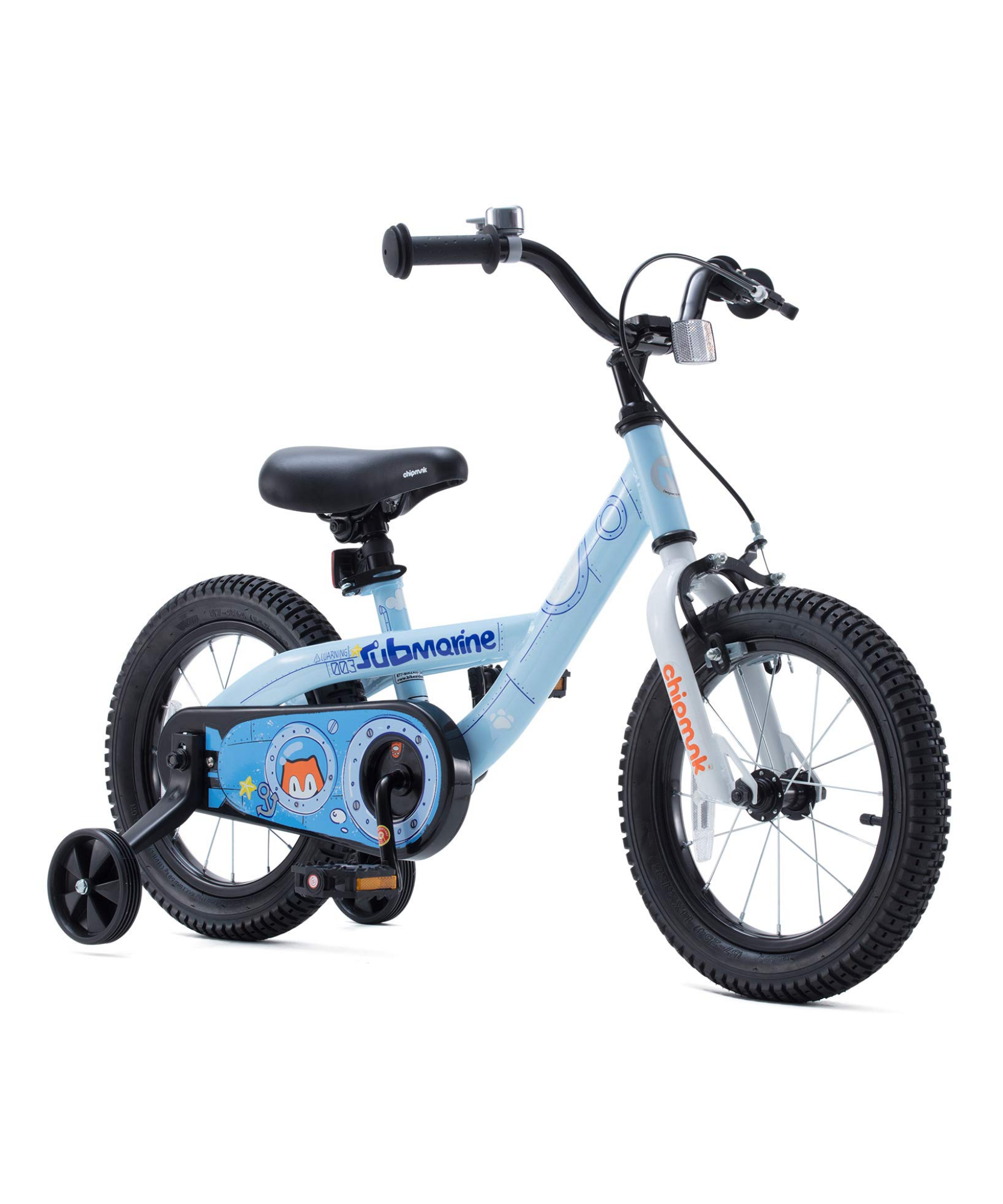دراجة تشيبمنك سابمارين مقاس 14 بوصة بإطار فولاذي خفيف الوزن، ومقعد ومقبض قابلان للتعديل، وفرامل أمامية وخلفية، ودراجات أطفال مجمعة مسبقًا بنسبة 95% مع عجلات تدريب للأطفال من سن 3 إلى 6 سنوات، باللون الأزرق