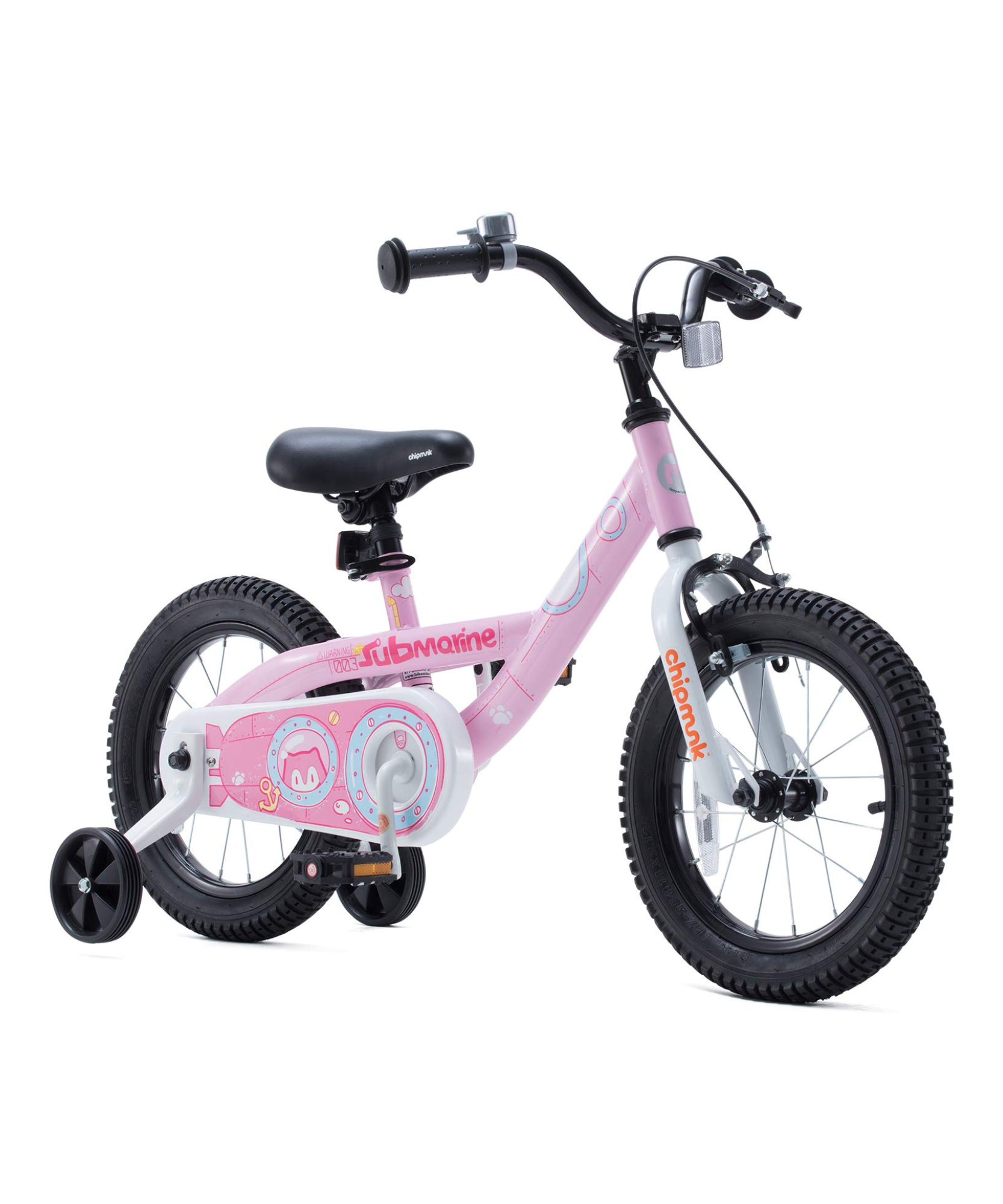 دراجة تشيبمنك سابمارين مقاس 14 بوصة بإطار فولاذي خفيف الوزن، ومقعد ومقبض قابلان للتعديل، وفرامل أمامية وخلفية، ودراجات أطفال مجمعة مسبقًا بنسبة 95% مع عجلات تدريب للأطفال من سن 3 إلى 6 سنوات، لون وردي
