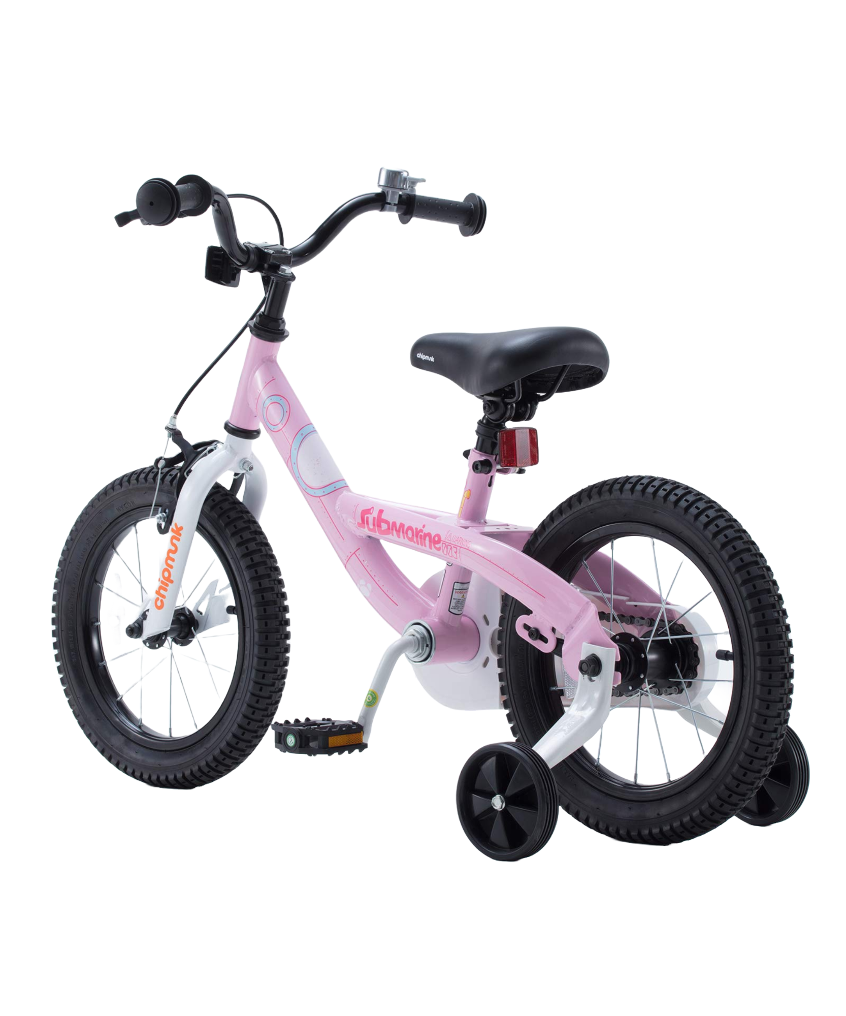 دراجة تشيبمنك سابمارين مقاس 14 بوصة بإطار فولاذي خفيف الوزن، ومقعد ومقبض قابلان للتعديل، وفرامل أمامية وخلفية، ودراجات أطفال مجمعة مسبقًا بنسبة 95% مع عجلات تدريب للأطفال من سن 3 إلى 6 سنوات، لون وردي