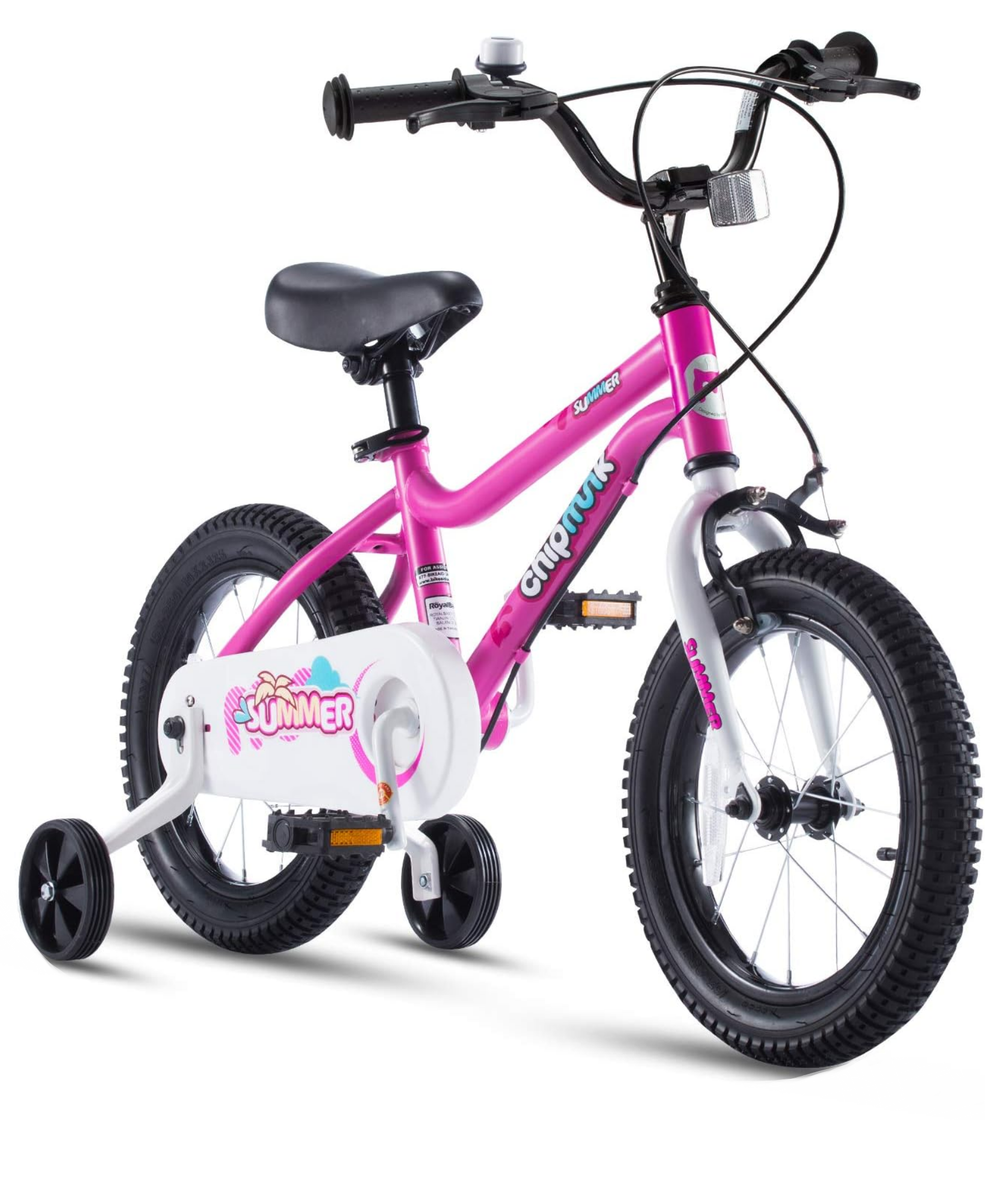 Chipmunk MK 16 Inch Bicycle with Lightweight Steel Frame, Adjustable Seat and Handle, Front + Rear Brakes, 95% Pre-Assembled Kid's Bikes with Training Wheels for Children 4-7 Years Old, Pink