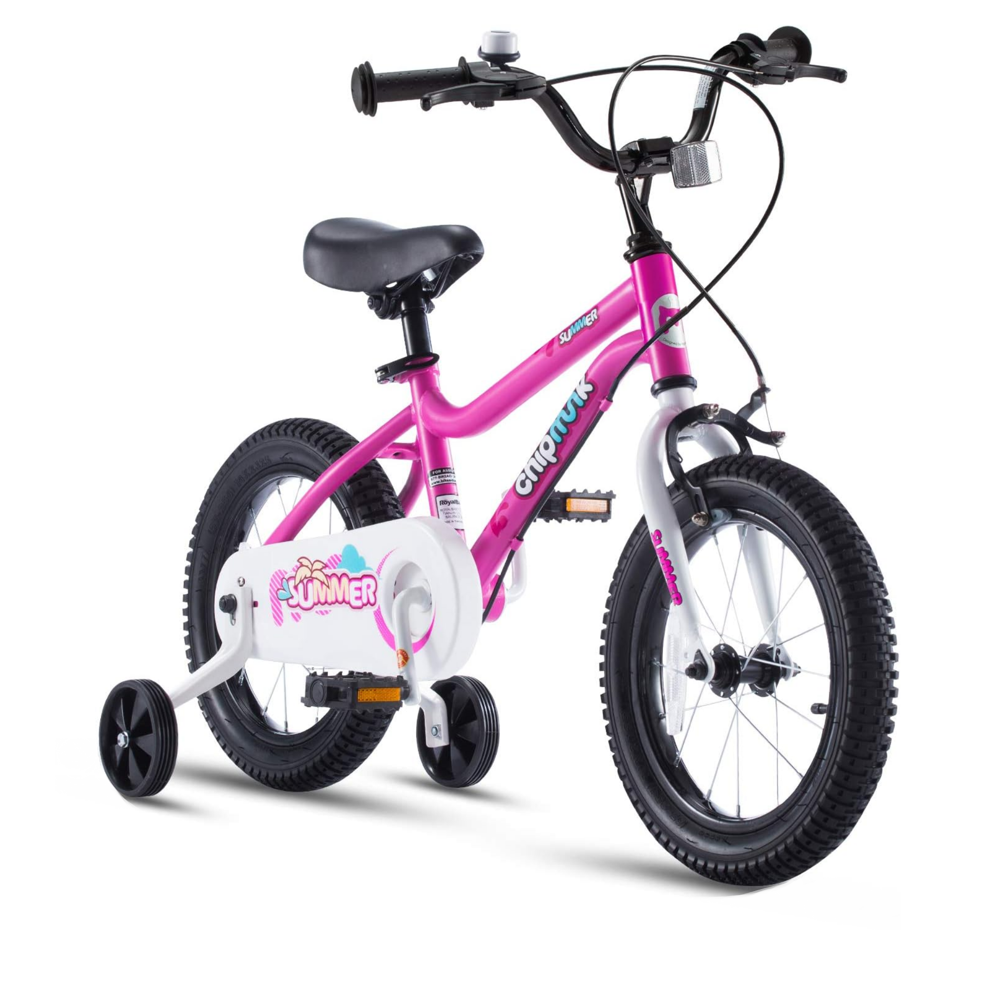 Chipmunk MK 16 Inch Bicycle with Lightweight Steel Frame, Adjustable Seat and Handle, Front + Rear Brakes, 95% Pre-Assembled Kid's Bikes with Training Wheels for Children 4-7 Years Old, Pink