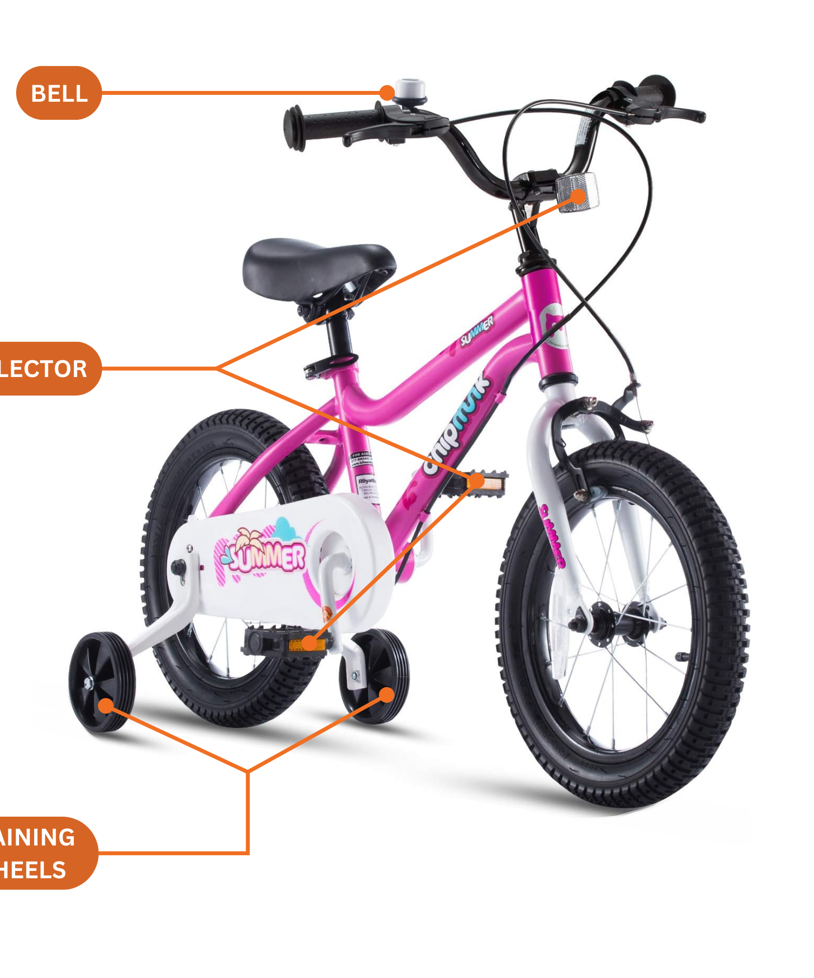 Chipmunk MK 16 Inch Bicycle with Lightweight Steel Frame, Adjustable Seat and Handle, Front + Rear Brakes, 95% Pre-Assembled Kid's Bikes with Training Wheels for Children 4-7 Years Old, Pink