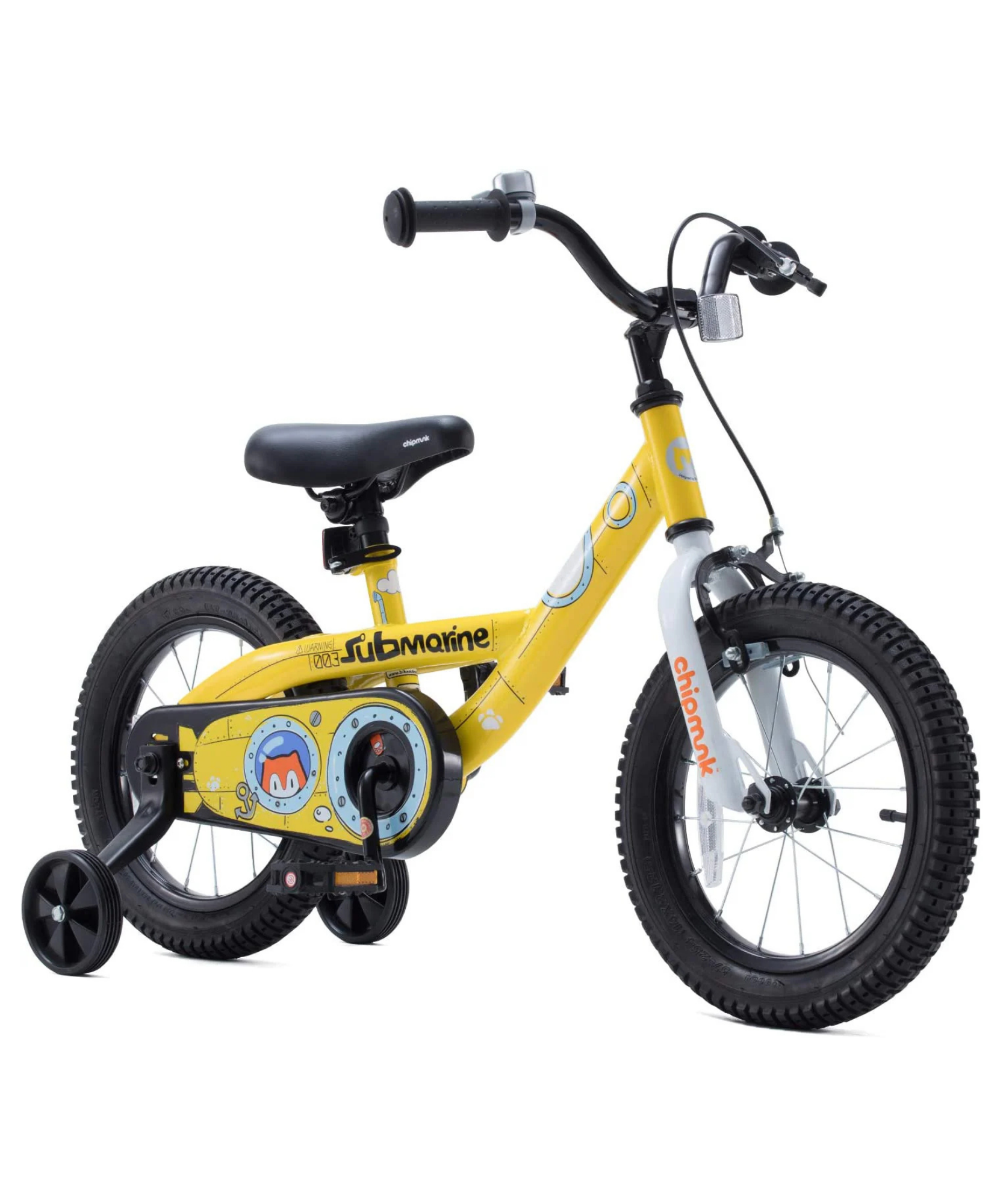 دراجة تشيبمنك سابمارين مقاس 16 بوصة بإطار فولاذي خفيف الوزن، ومقعد ومقبض قابلان للتعديل، وفرامل أمامية وخلفية، ودراجات أطفال مجمعة مسبقًا بنسبة 95% مع عجلات تدريب للأطفال من سن 4 إلى 7 سنوات، لون أصفر