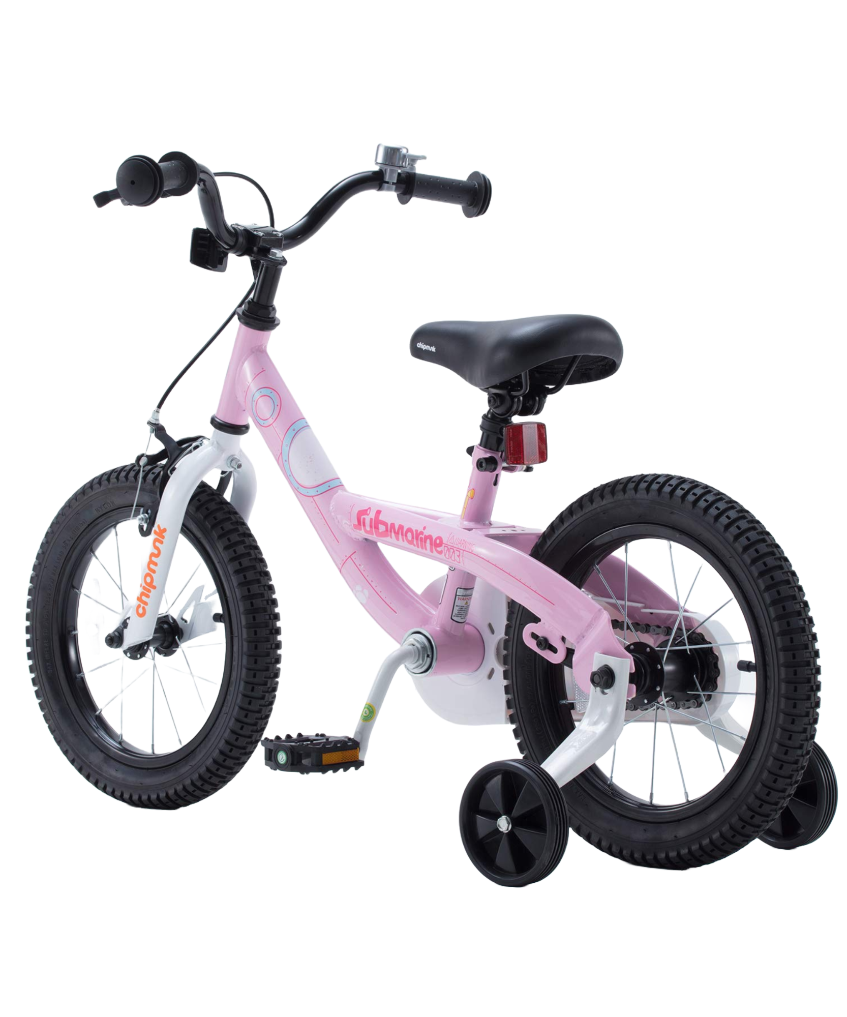 Chipmunk Submarine 16 Inch Bicycle with Lightweight Steel Frame, Adjustable Seat and Handle, Front + Rear Brakes, 95% Pre-Assembled Kid's Bikes with Training Wheels for Children 4-7 Years Old, Pink