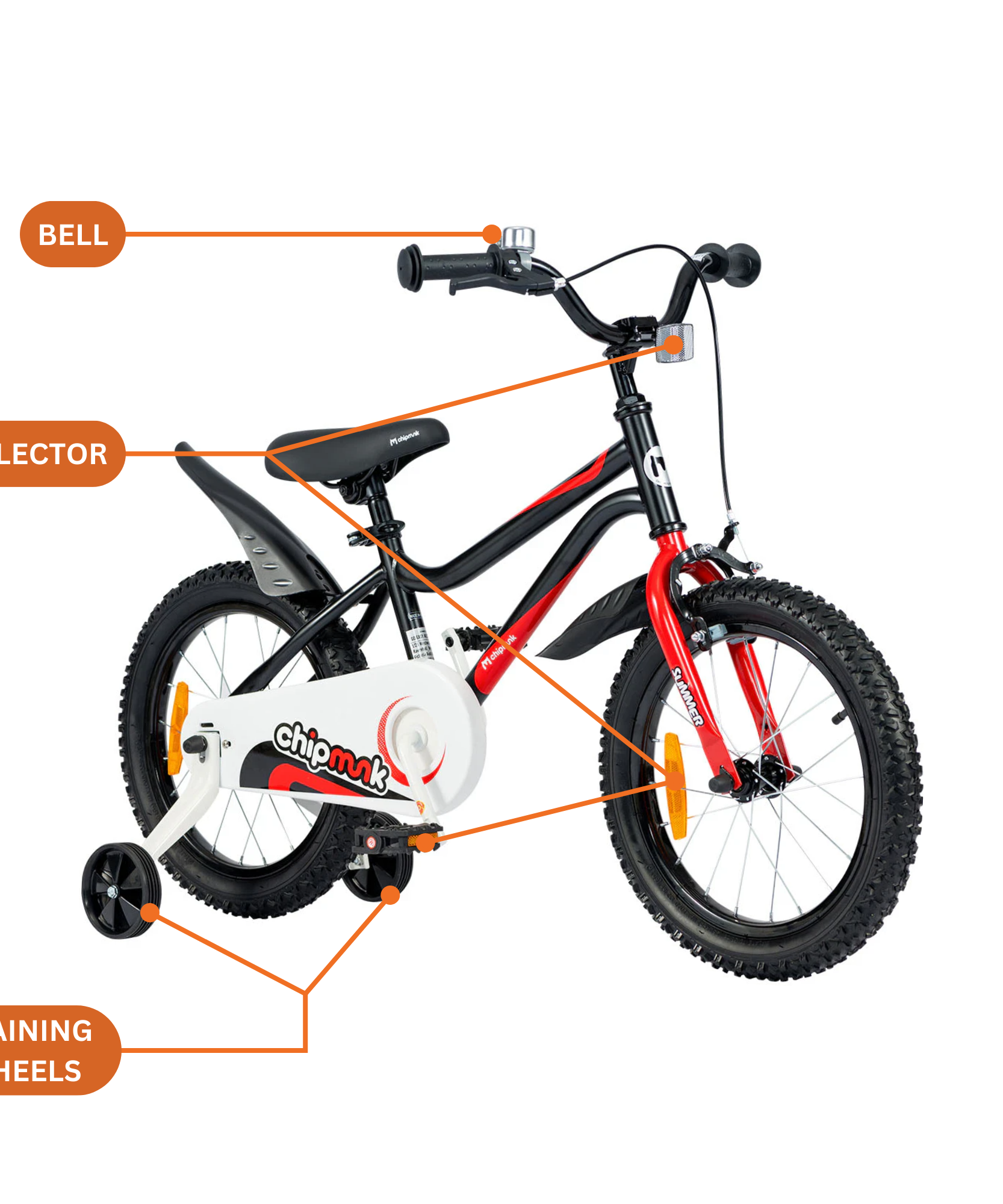 دراجة تشيبمنك إم كيه مقاس 16 بوصة بإطار فولاذي خفيف الوزن، ومقعد ومقبض قابلان للتعديل، وفرامل أمامية وخلفية، ودراجات أطفال مجمعة مسبقًا بنسبة 95% مع عجلات تدريب للأطفال من سن 4 إلى 7 سنوات، لون أسود