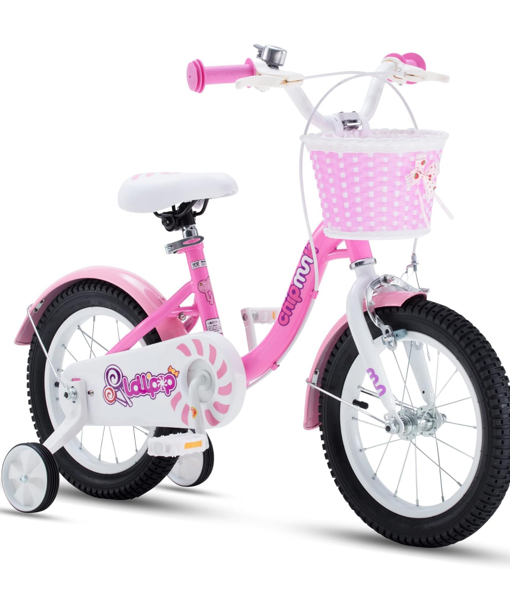 دراجة تشيبمنك إم إم مقاس 18 بوصة بهيكل فولاذي خفيف الوزن، وسلة، ومقعد ومقبض قابلين للتعديل، وفرامل أمامية وخلفية، ودراجات أطفال مجمعة مسبقًا بنسبة 85% مع عجلات تدريب للأطفال من سن 6 إلى 9 سنوات، لون وردي