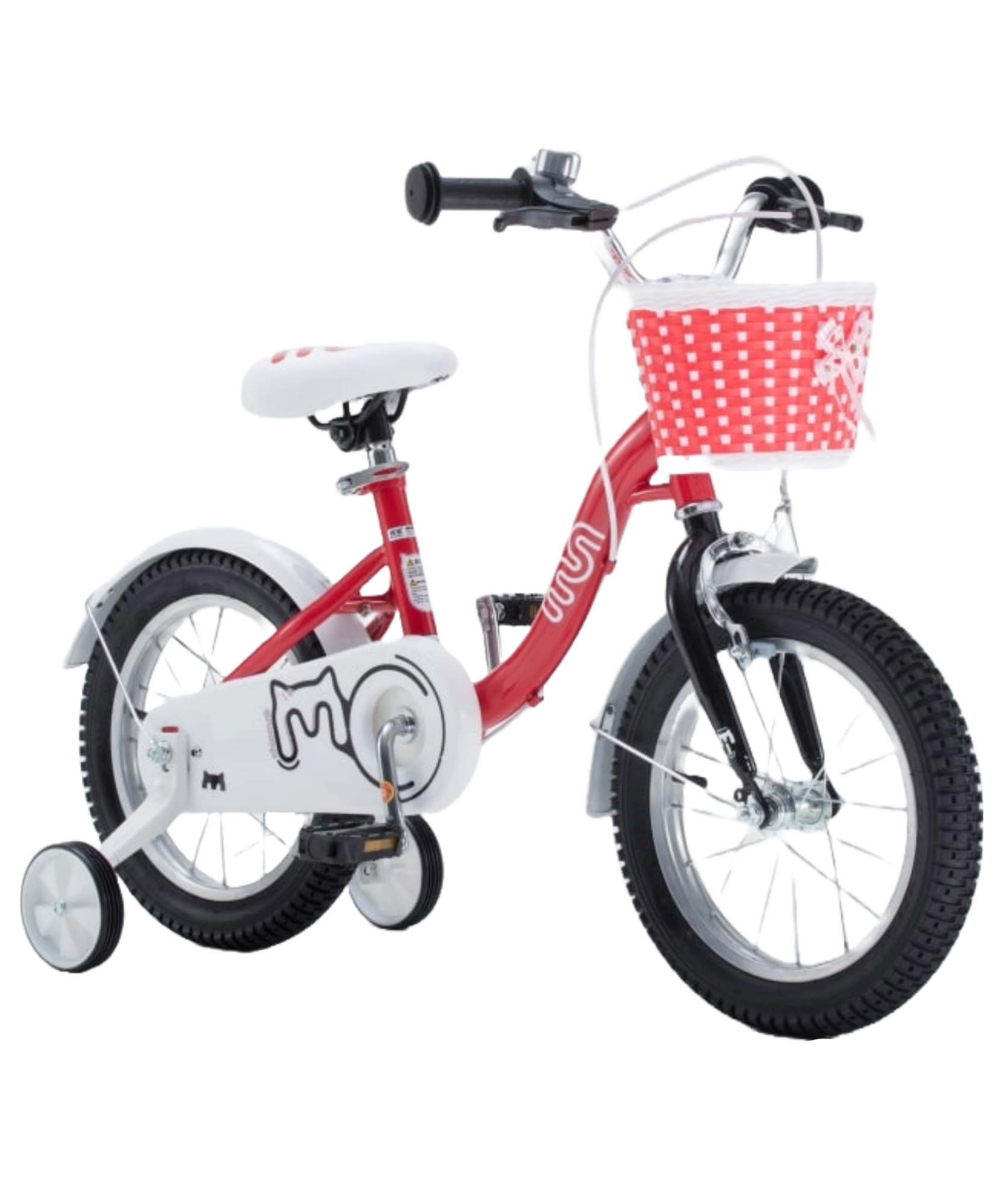 دراجة تشيبمنك إم إم مقاس ١٦ بوصة بهيكل فولاذي خفيف الوزن، وسلة، ومقعد ومقبض قابلين للتعديل، وفرامل أمامية وخلفية، ودراجات أطفال مُجمّعة مسبقًا بنسبة ٨٥٪ مع عجلات تدريب للأطفال من سن ٤ إلى ٧ سنوات، لون أحمر