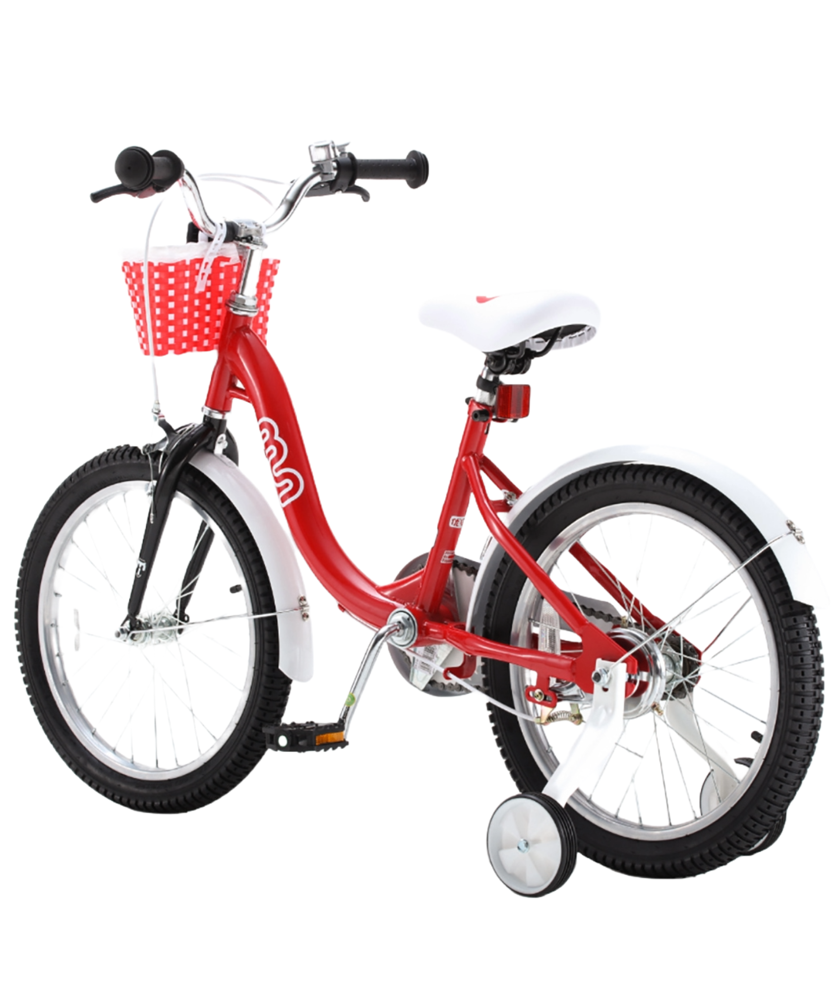 دراجة تشيبمنك إم إم مقاس ١٦ بوصة بهيكل فولاذي خفيف الوزن، وسلة، ومقعد ومقبض قابلين للتعديل، وفرامل أمامية وخلفية، ودراجات أطفال مُجمّعة مسبقًا بنسبة ٨٥٪ مع عجلات تدريب للأطفال من سن ٤ إلى ٧ سنوات، لون أحمر