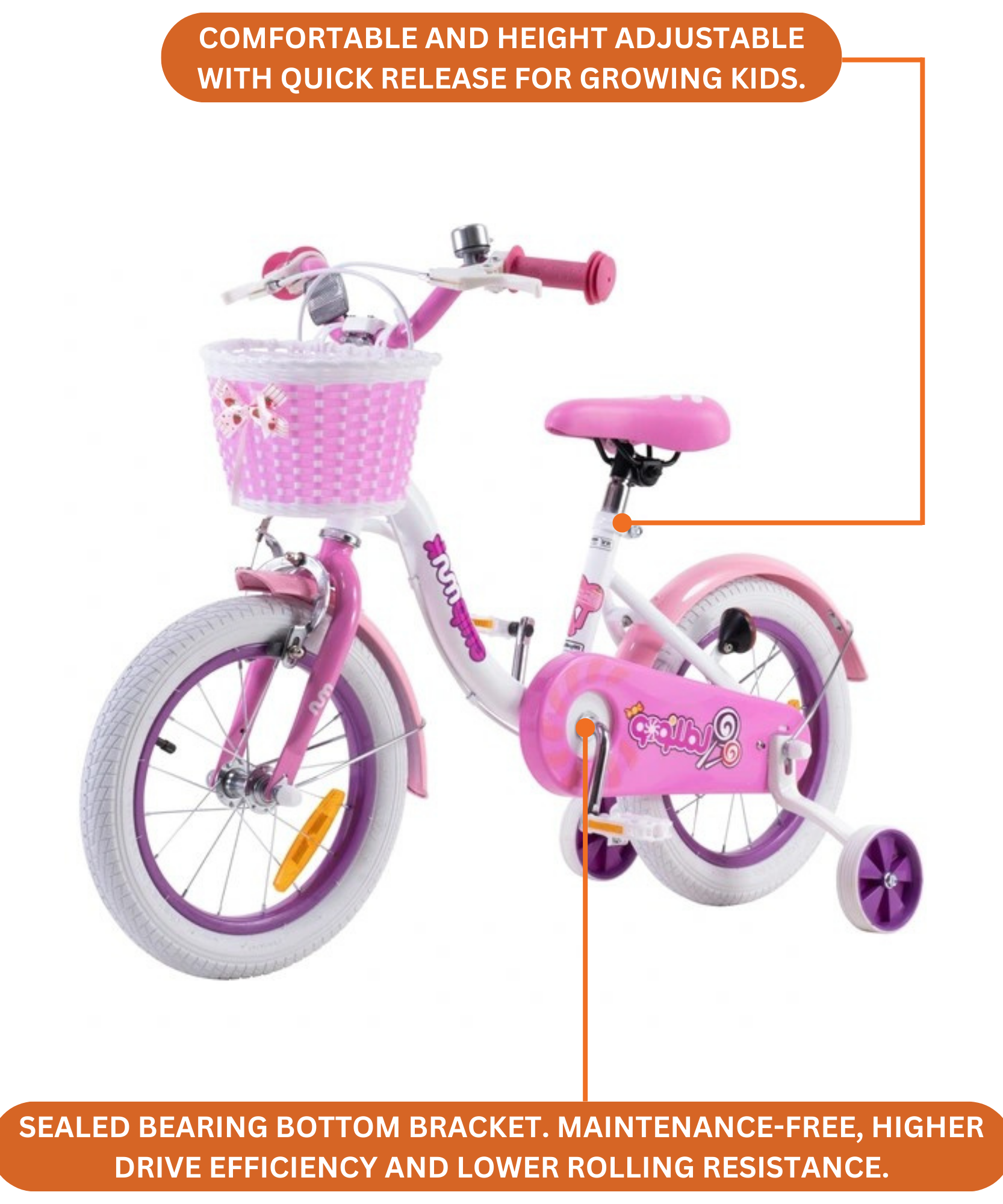 دراجة تشيبمنك إم إم مقاس 12 بوصة بإطار فولاذي خفيف الوزن، وسلة، ومقعد ومقبض قابلين للتعديل، وفرامل أمامية وخلفية، 85% دراجات أطفال مجمعة مسبقًا مع عجلات تدريب للأطفال من عمر 2 إلى 5 سنوات، لون أبيض