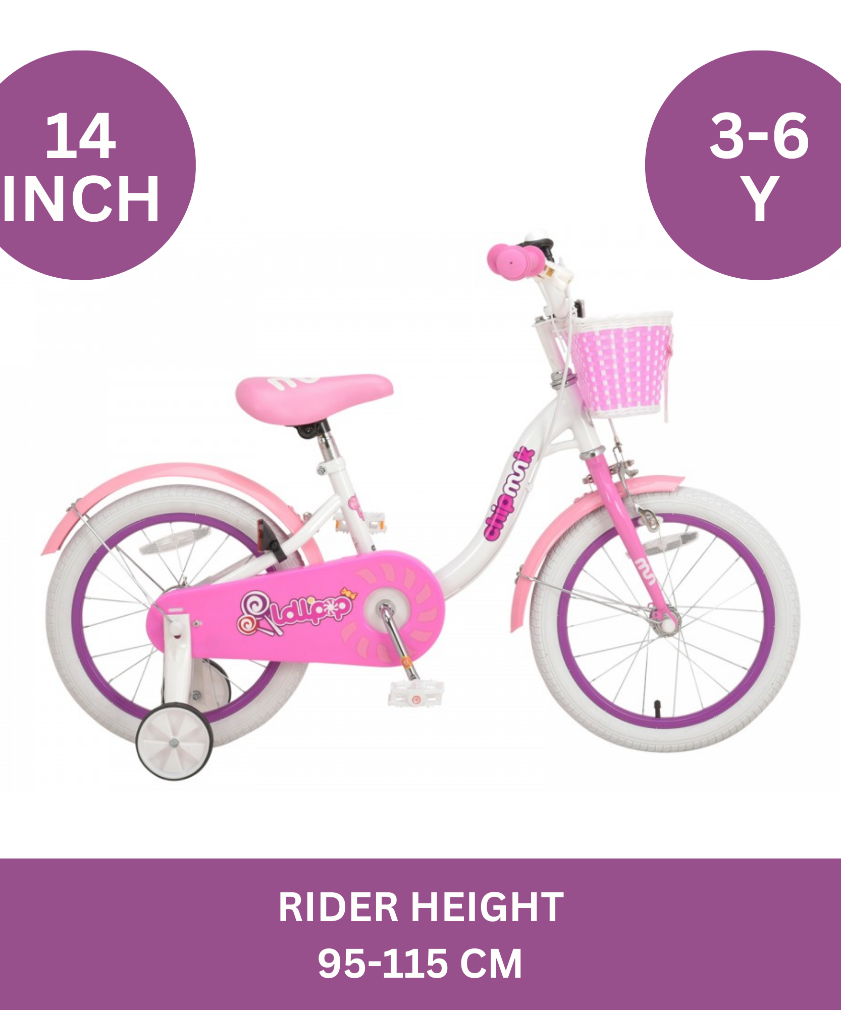 دراجة تشيبمنك إم إم مقاس 12 بوصة بإطار فولاذي خفيف الوزن، وسلة، ومقعد ومقبض قابلين للتعديل، وفرامل أمامية وخلفية، 85% دراجات أطفال مجمعة مسبقًا مع عجلات تدريب للأطفال من عمر 2 إلى 5 سنوات، لون أبيض