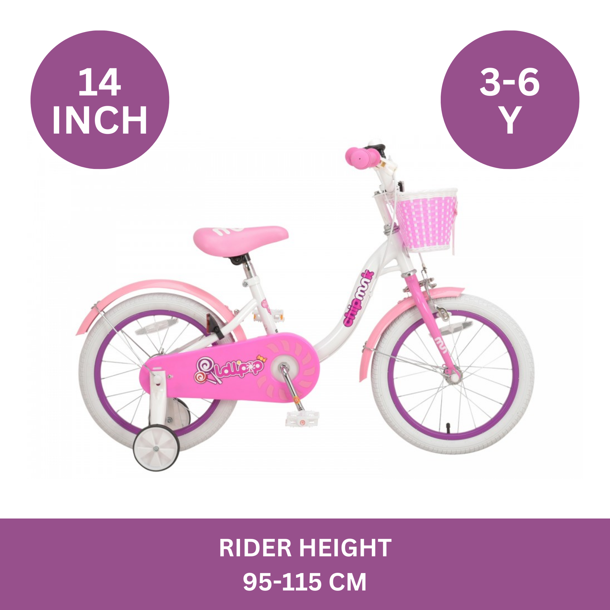 دراجة تشيبمنك إم إم مقاس 12 بوصة بإطار فولاذي خفيف الوزن، وسلة، ومقعد ومقبض قابلين للتعديل، وفرامل أمامية وخلفية، 85% دراجات أطفال مجمعة مسبقًا مع عجلات تدريب للأطفال من عمر 2 إلى 5 سنوات، لون أبيض