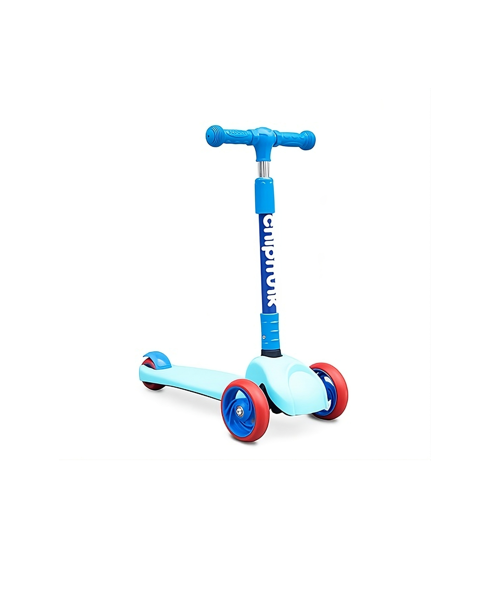 سكوتر تشيبمنك القابل للطي للأطفال بمقبض قابل لتعديل الارتفاع، تصميم ثابت بثلاث عجلات مع إطار بلاستيكي خفيف الوزن وفرامل خلفية، مناسب للأولاد والبنات من عمر 3 سنوات فما فوق، أزرق