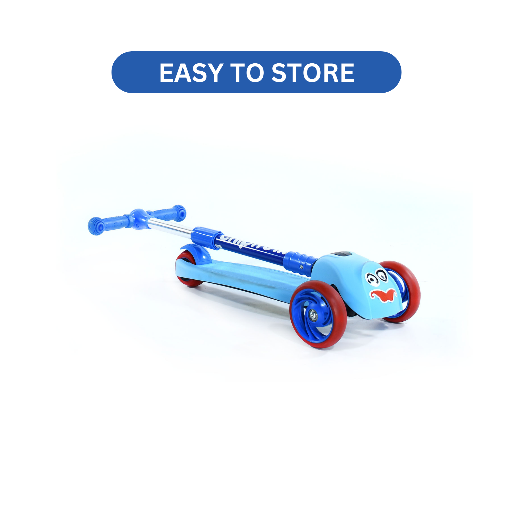 سكوتر تشيبمنك القابل للطي للأطفال بمقبض قابل لتعديل الارتفاع، تصميم ثابت بثلاث عجلات مع إطار بلاستيكي خفيف الوزن وفرامل خلفية، مناسب للأولاد والبنات من عمر 3 سنوات فما فوق، أزرق