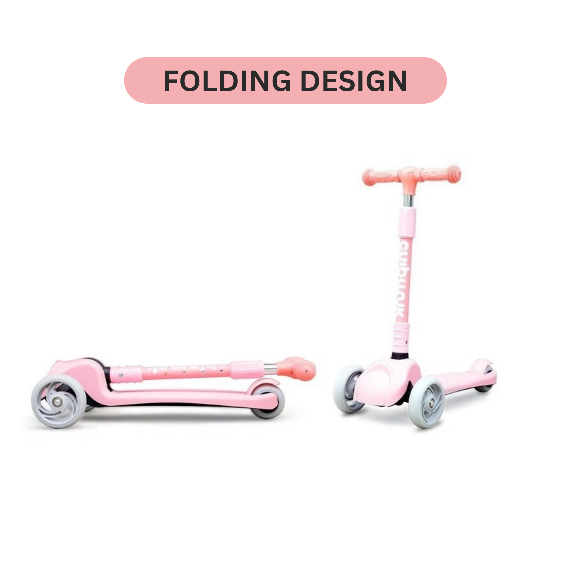 سكوتر تشيبمنك القابل للطي للأطفال بمقبض قابل لتعديل الارتفاع، تصميم ثابت بثلاث عجلات مع إطار بلاستيكي خفيف الوزن وفرامل خلفية، مناسب للأولاد والبنات من عمر 3 سنوات فما فوق، لون وردي