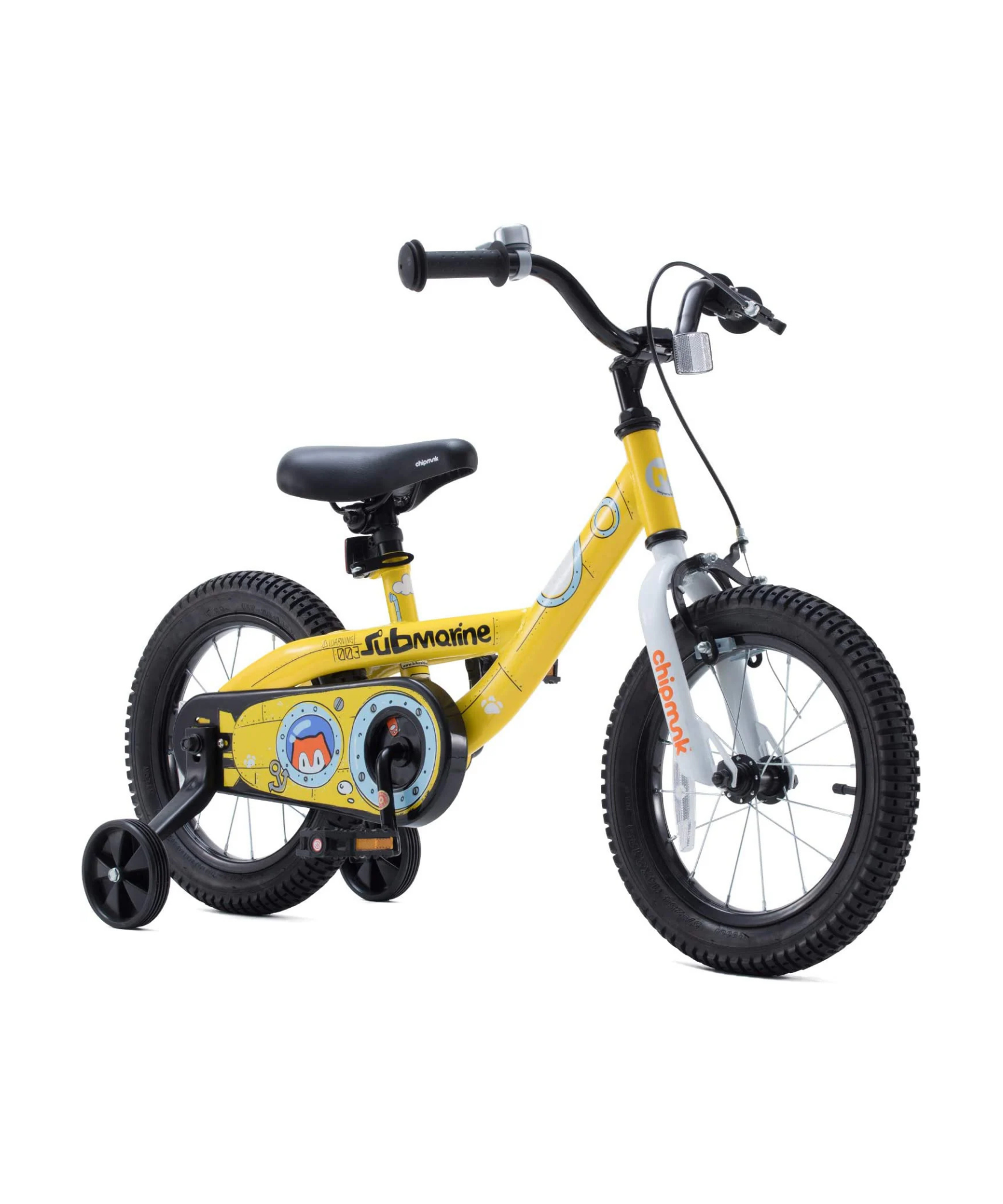 دراجة تشيبمنك سابمارين مقاس 12 بوصة بإطار فولاذي خفيف الوزن، ومقعد ومقبض قابلان للتعديل، وفرامل أمامية وخلفية، ودراجات أطفال مجمعة مسبقًا بنسبة 95% مع عجلات تدريب للأطفال من عمر 2 إلى 5 سنوات، لون أصفر