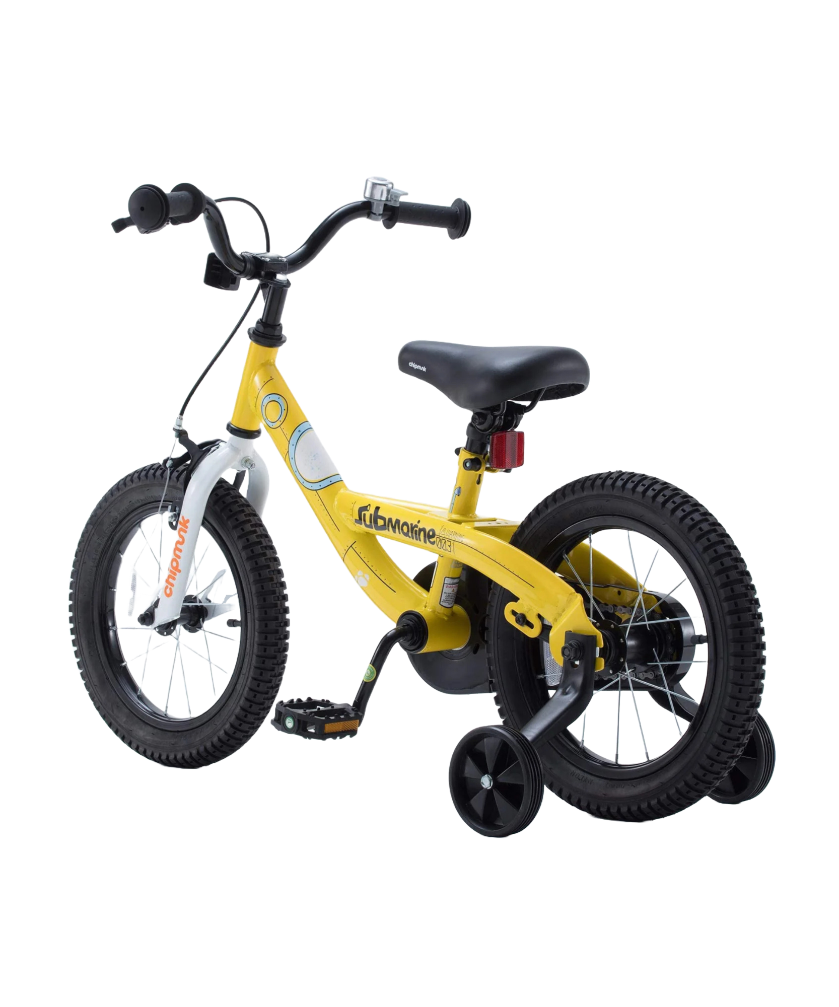 دراجة تشيبمنك سابمارين مقاس 12 بوصة بإطار فولاذي خفيف الوزن، ومقعد ومقبض قابلان للتعديل، وفرامل أمامية وخلفية، ودراجات أطفال مجمعة مسبقًا بنسبة 95% مع عجلات تدريب للأطفال من عمر 2 إلى 5 سنوات، لون أصفر