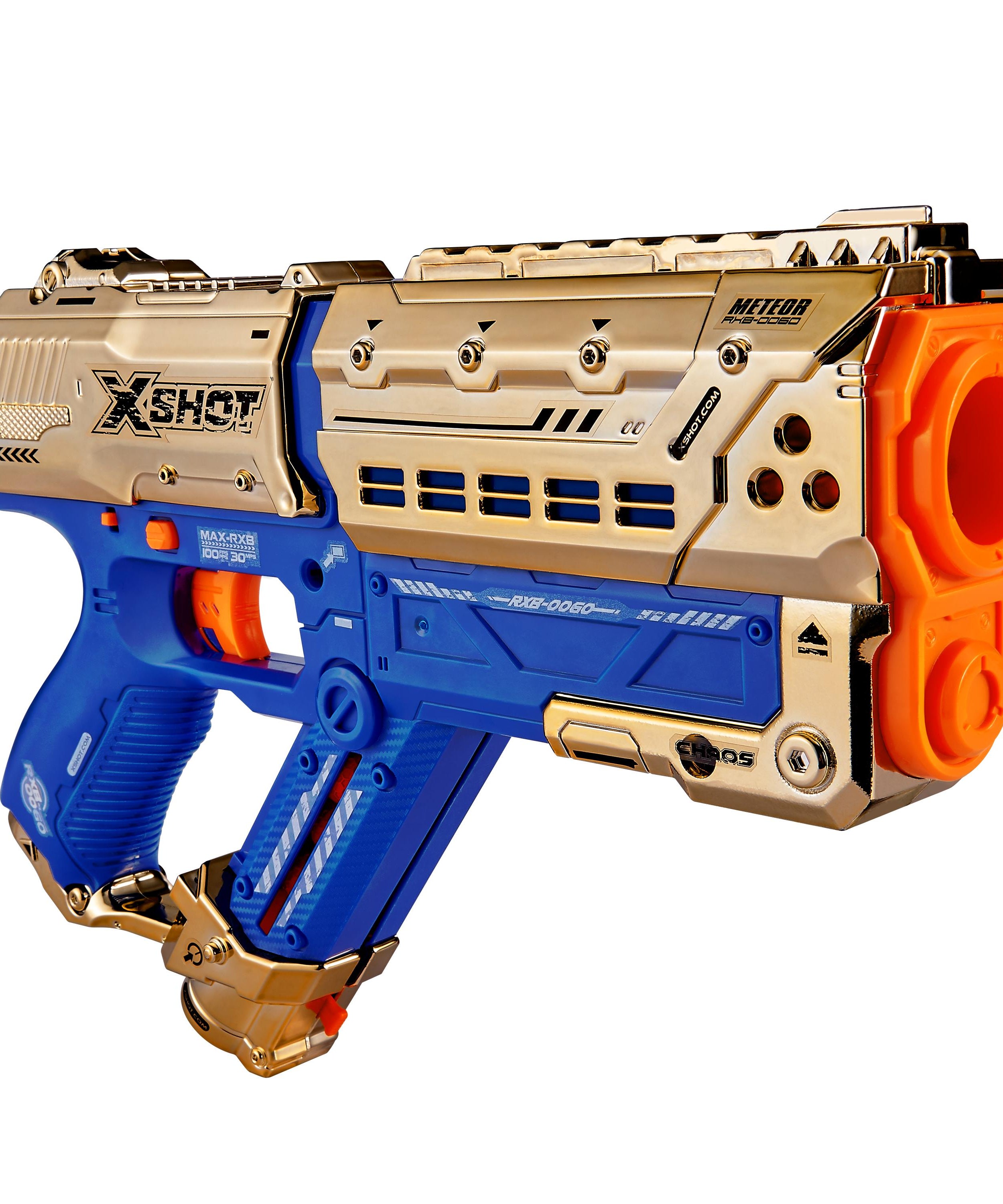 X Shot Chaos Dart Ball Blaster Golden Meteor, High Speed Ball Gun Toy for Boys, Age 14+