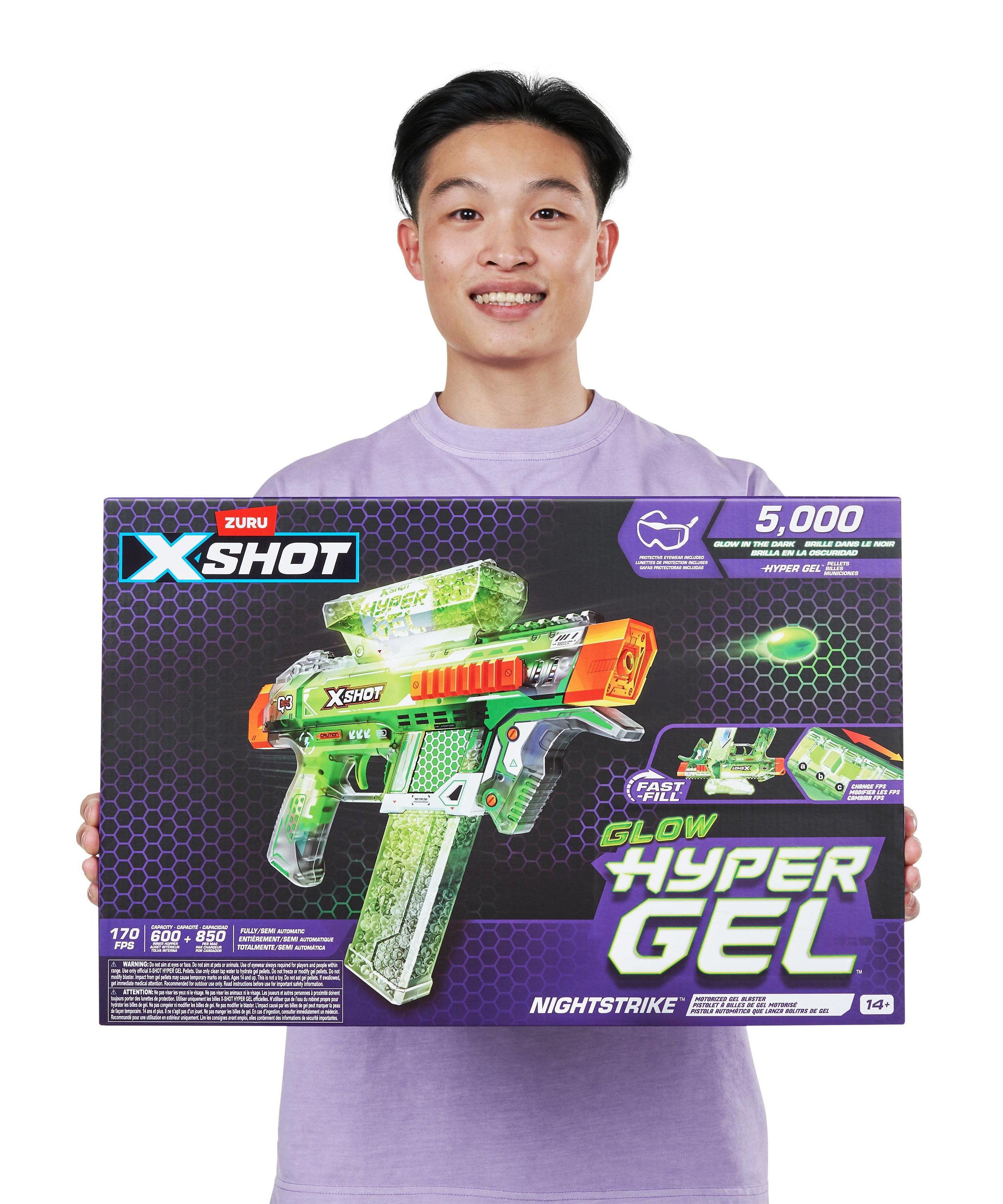 X Shot Hyper Gel Glow In The Dark Medium Blaster, Toy Gun for Boys, Age 14+