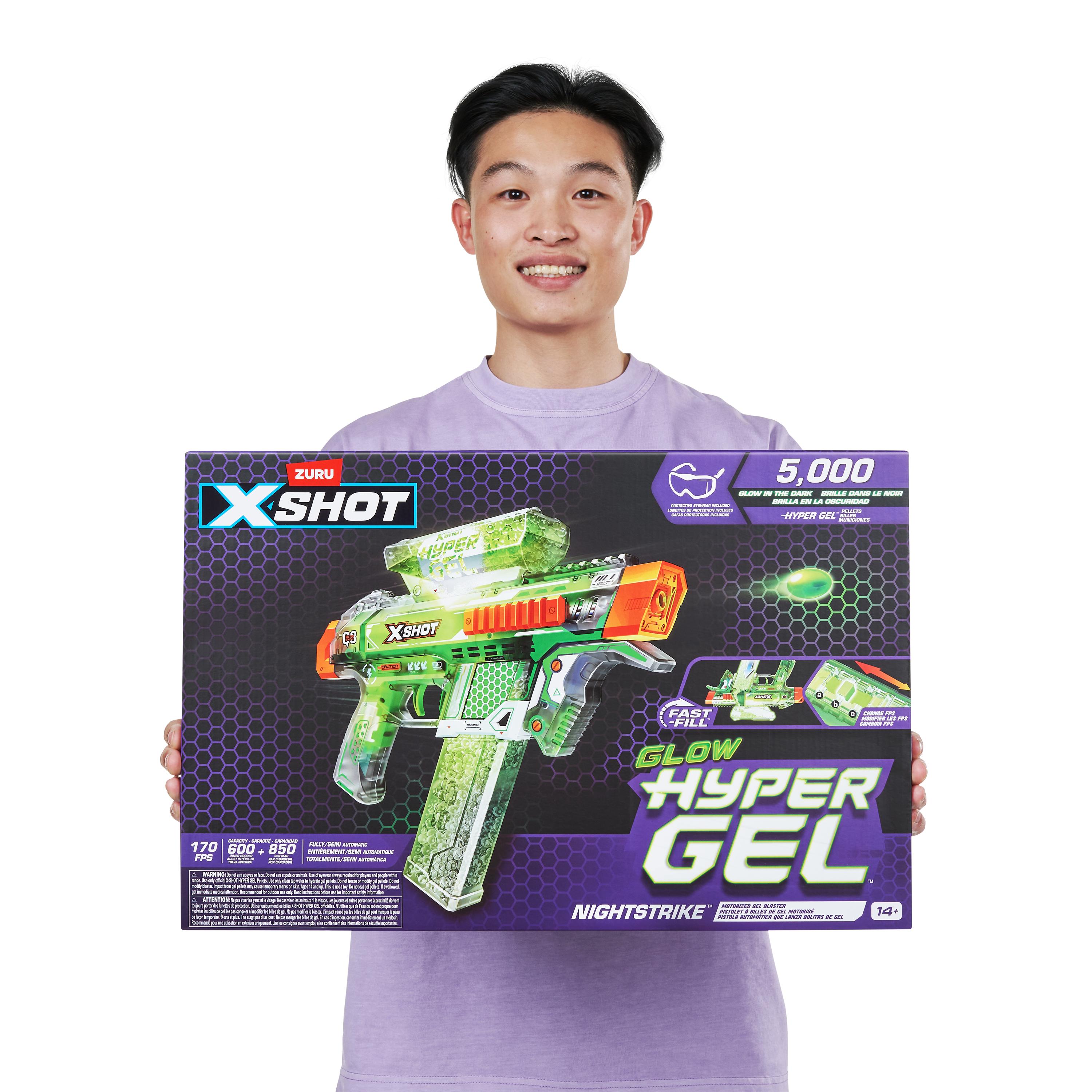 X Shot Hyper Gel Glow In The Dark Medium Blaster, Toy Gun for Boys, Age 14+