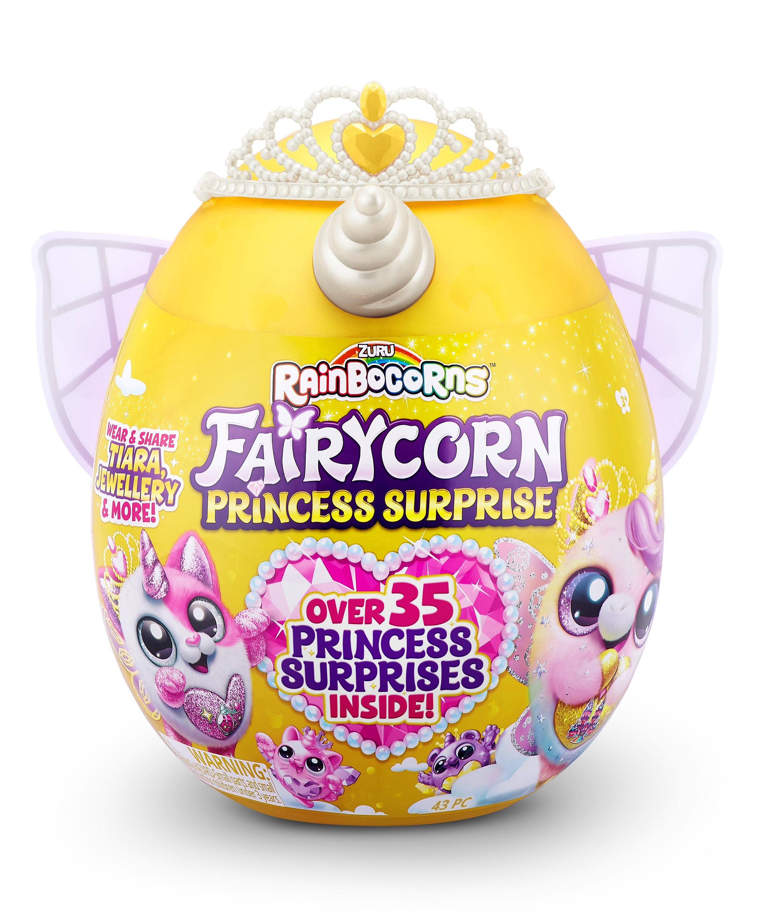 Rainbocorns Fairycorn Princess Surprise (Puppy) 11" Collectible Plush Toy with 35+ Surprises, Fairy Wings, Tiara, Wand, Boo-Boocorn, and Surprise Egg, Soft Toy for Girls Ages 3+