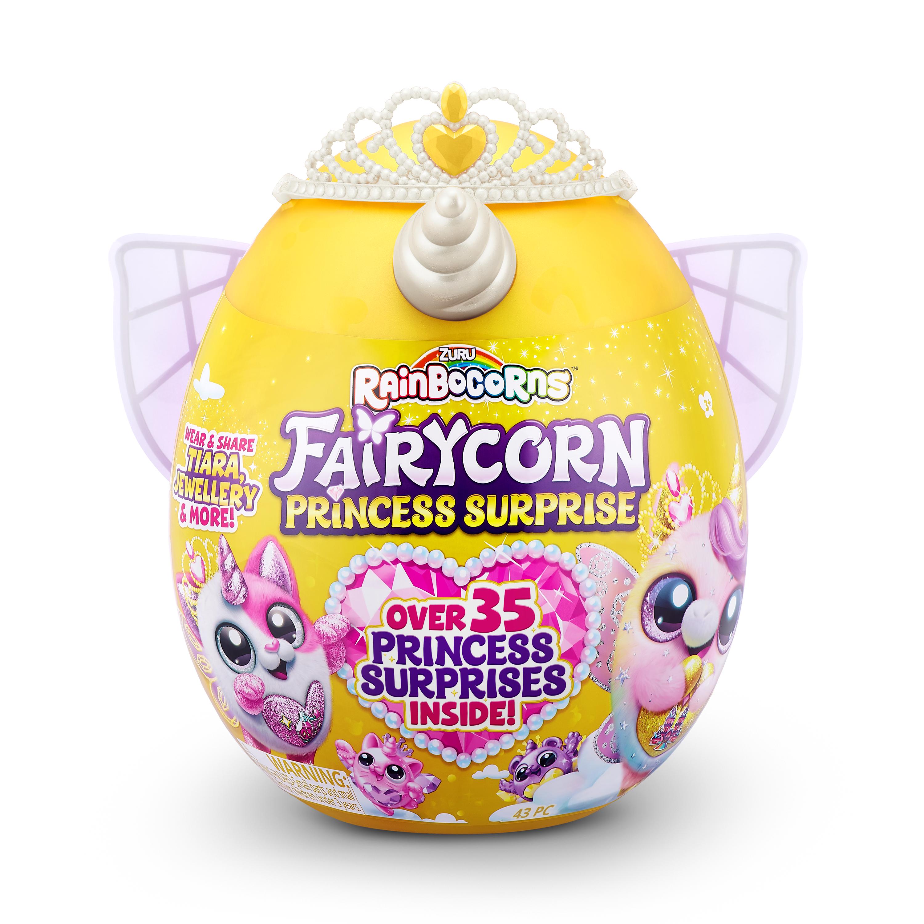 Rainbocorns Fairycorn Princess Surprise (Puppy) 11" Collectible Plush Toy with 35+ Surprises, Fairy Wings, Tiara, Wand, Boo-Boocorn, and Surprise Egg, Soft Toy for Girls Ages 3+
