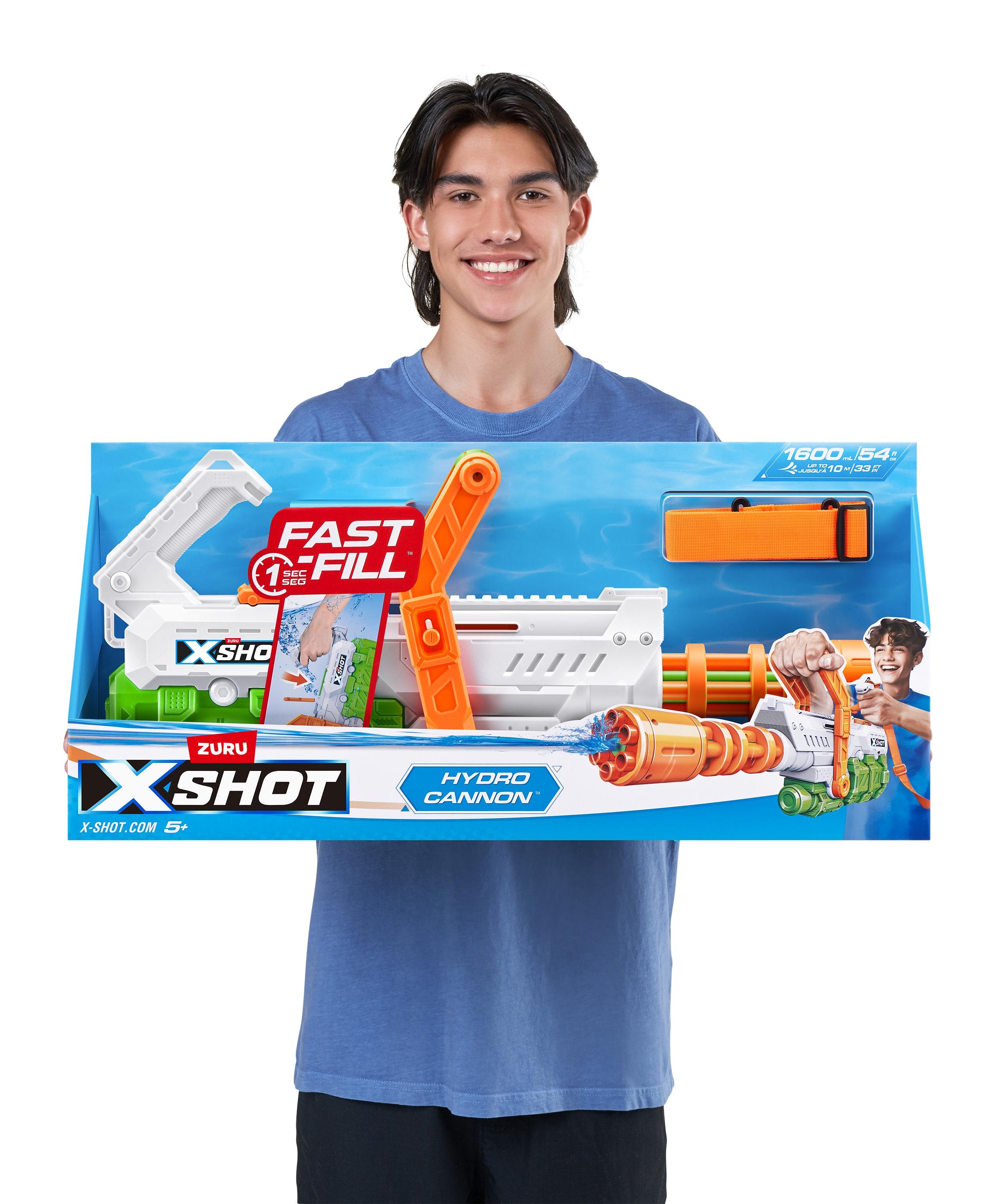 XSHOT Water Hydro Cannon, Fast-Fill Water Blaster with 1600ml Tank & Shoulder Strap, Shoots Up to 10m, Outdoor Water Gun for Kids Teens Adults, Ages 5+