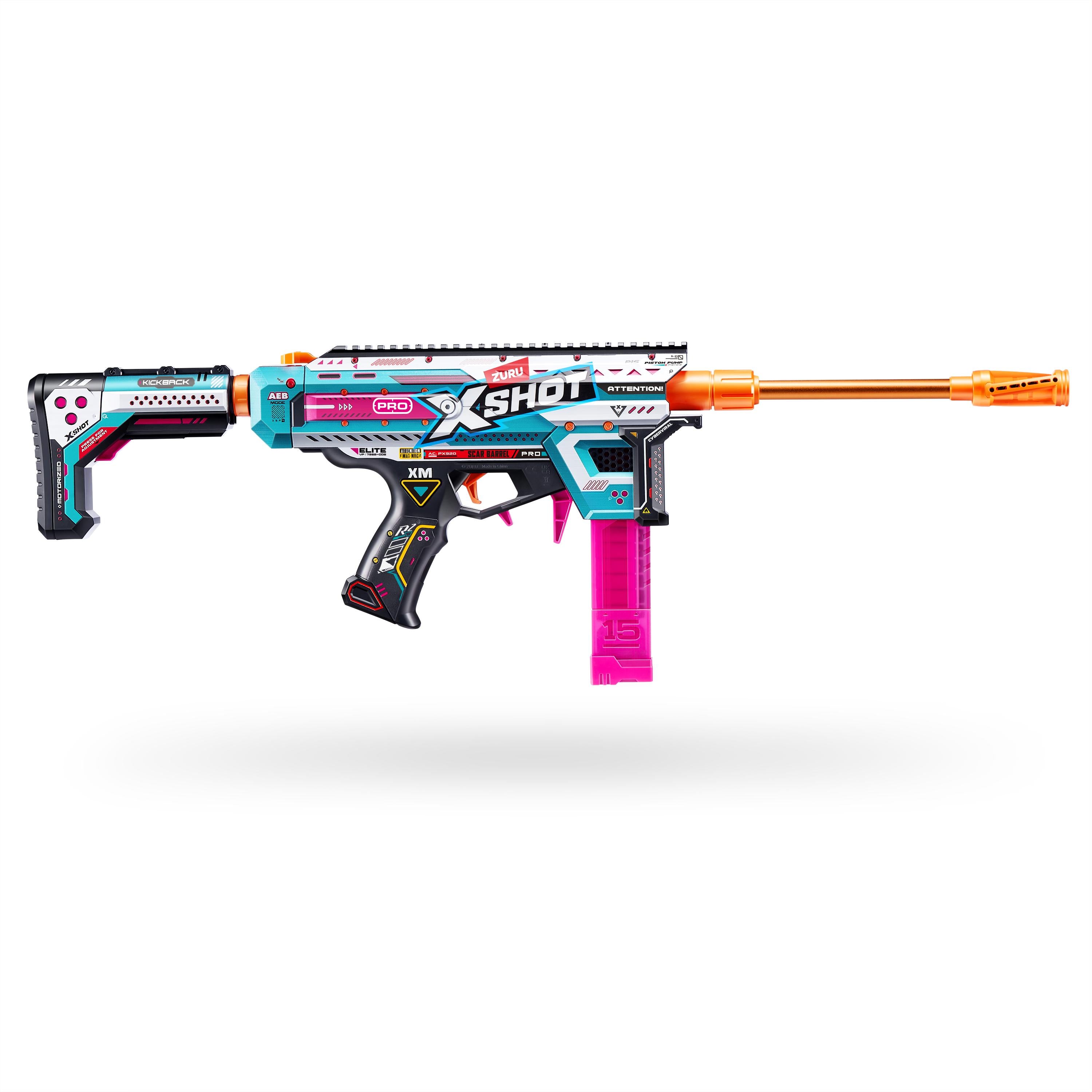 XSHOT Pro Motorized Blaster S1 AEB Automatic Electric Dart Gun with Adjustable Shoulder Rest, Accuracy Pro Roller Scar, Semi/Full Auto, Shoots 160FPS, Air Pocket Technology Darts, Age 14+