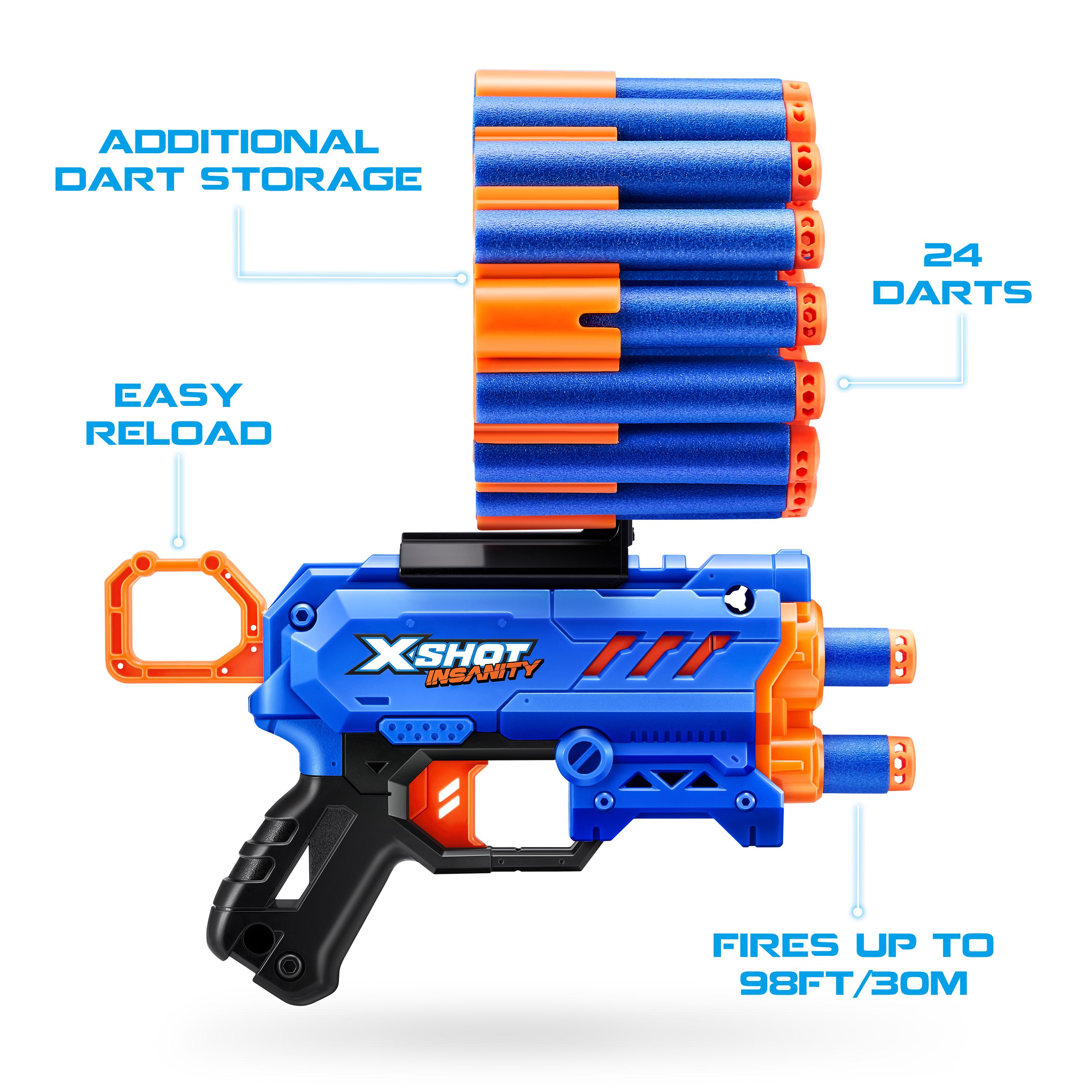 X Shot Insanity Micro 24 Darts Blaster, Compact Dart Gun for Boys, Age 8+