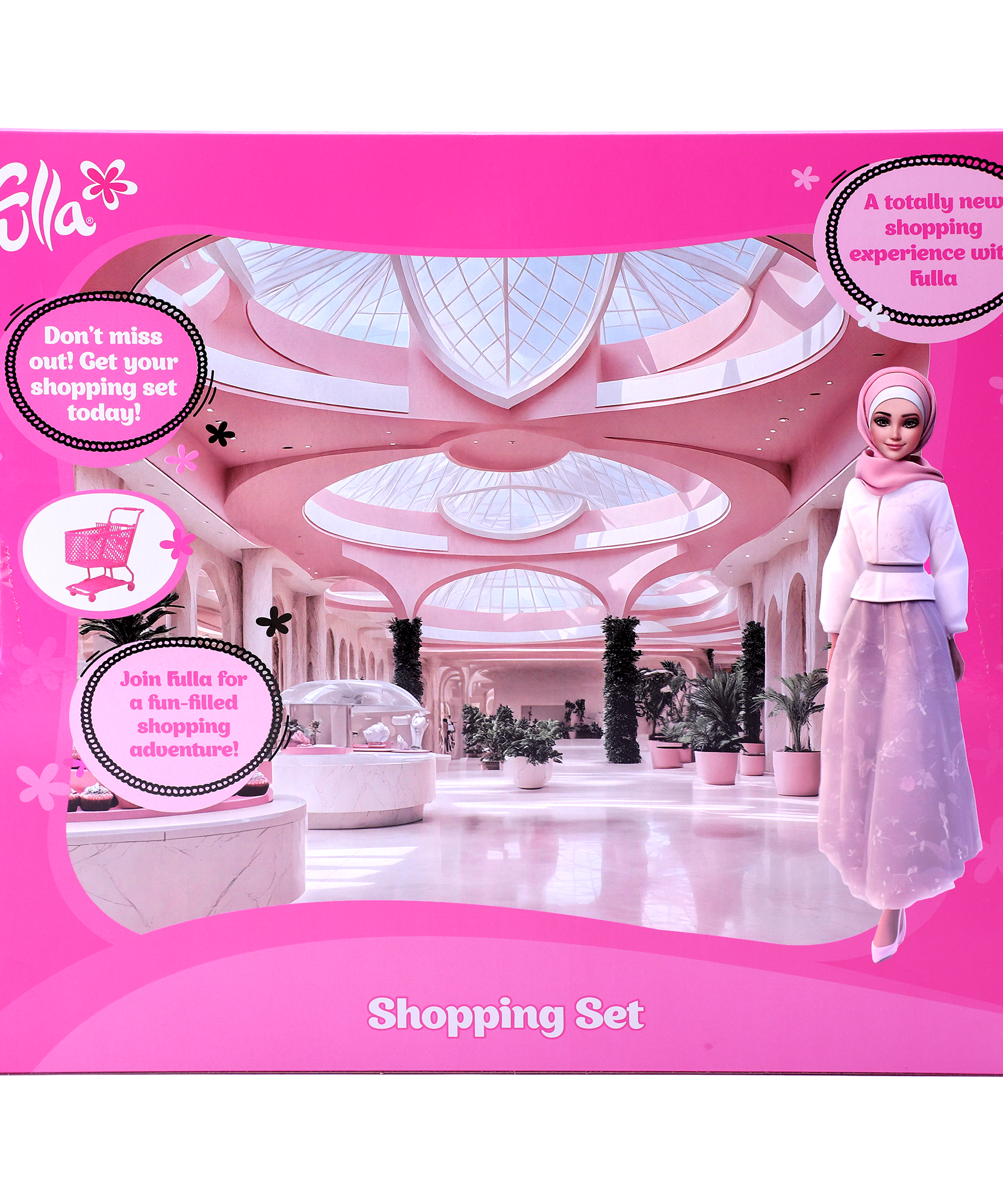 Fulla Doll with Shopping Cart Set, Includes Doll, Grocery Items, Pretend Play Accessories for Creative Role-Playing and Storytelling, Ideal for Kids Age 3+