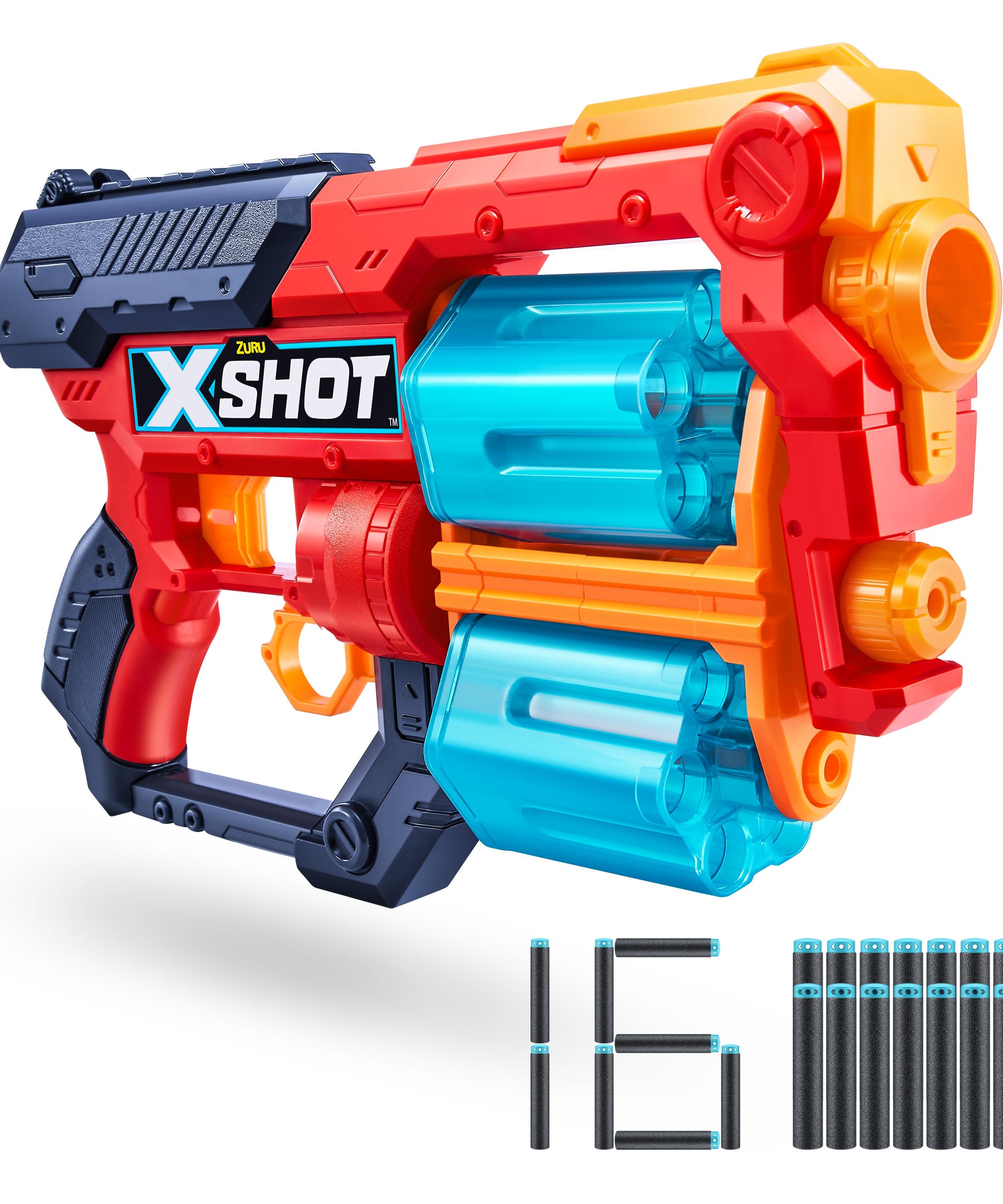 X Shot Excel Xcess TK 12 16 Darts Blaster, Twin Barrel Foam Gun Toy for Boys, Age 8+
