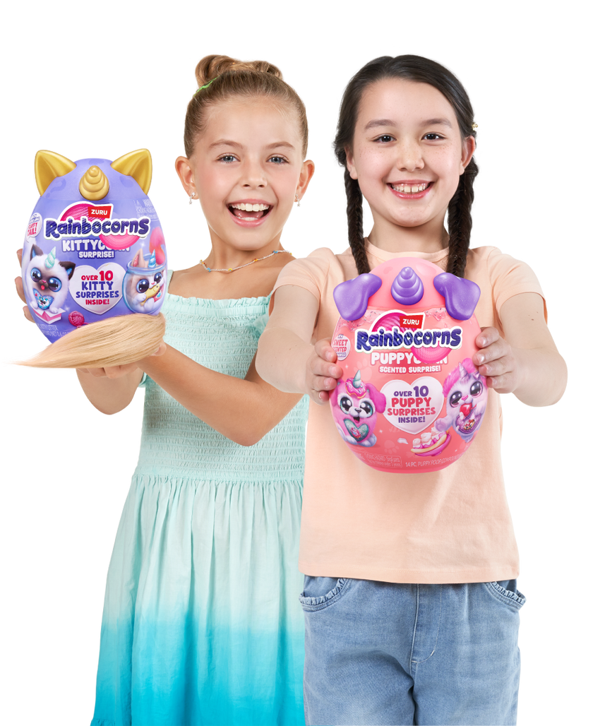 Rainbocorns Combo Kittycorn & Puppycorn Surprise Plush for Girls Ages 3+, Scented Accessories, Slime & Stickers, Collectible 2-Pack Toy Gift